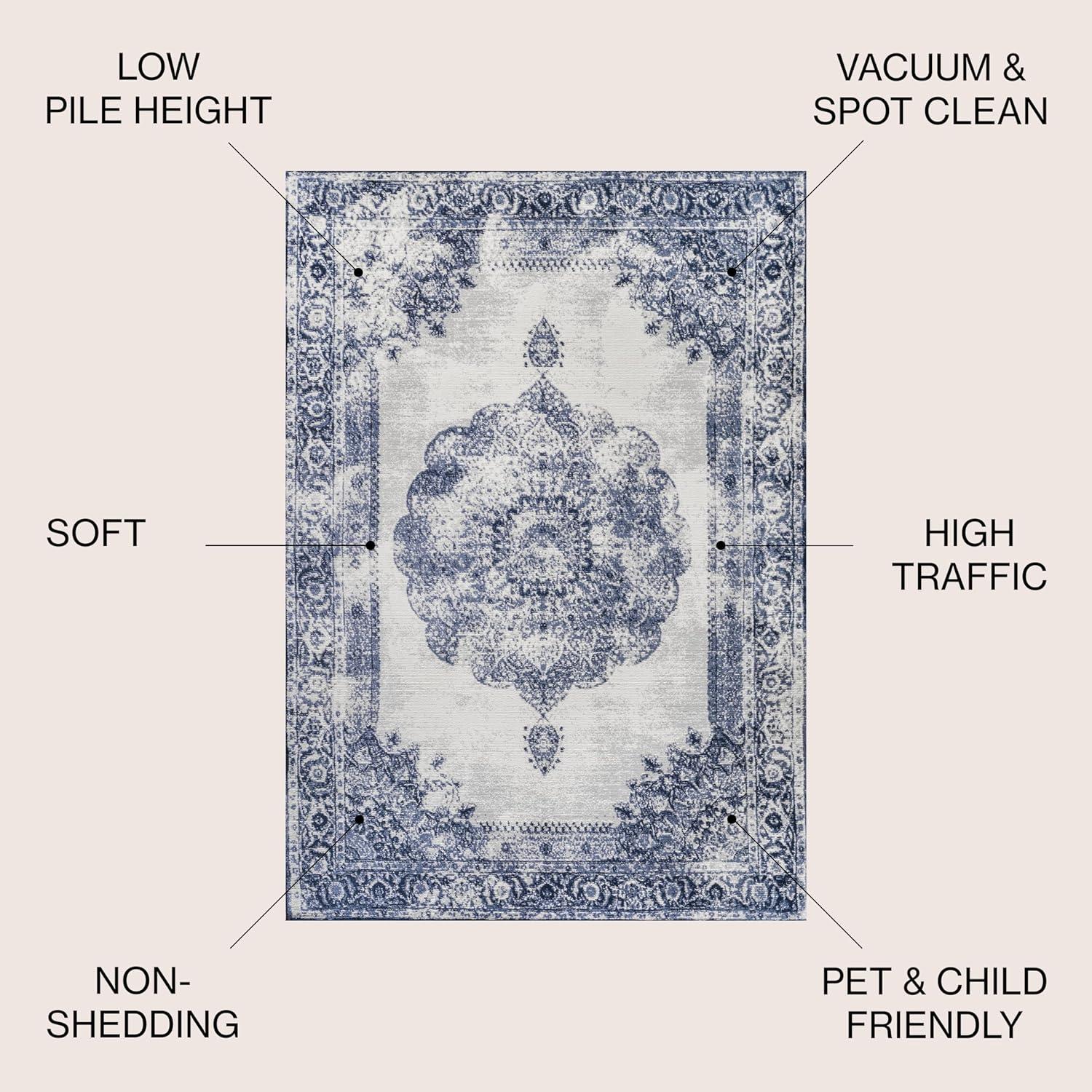 imageJONATHAN Y Rosalia Cottage Medallion NavyIvory Indoor Area Rug 8x10 Vintage Bohemian EasyCleaning for Living Room Bedroom Kitchen Pet Friendly NonShedding MDP403D8Dark BlueIvory