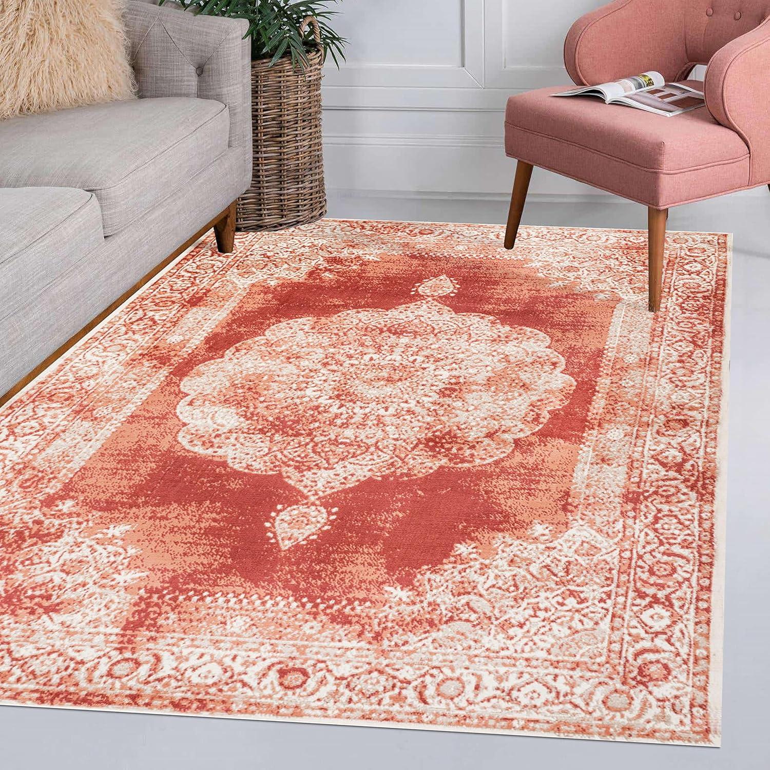 imageJONATHAN Y Rosalia Cottage Medallion NavyIvory Indoor Area Rug 8x10 Vintage Bohemian EasyCleaning for Living Room Bedroom Kitchen Pet Friendly NonShedding MDP403D8PeachIvory