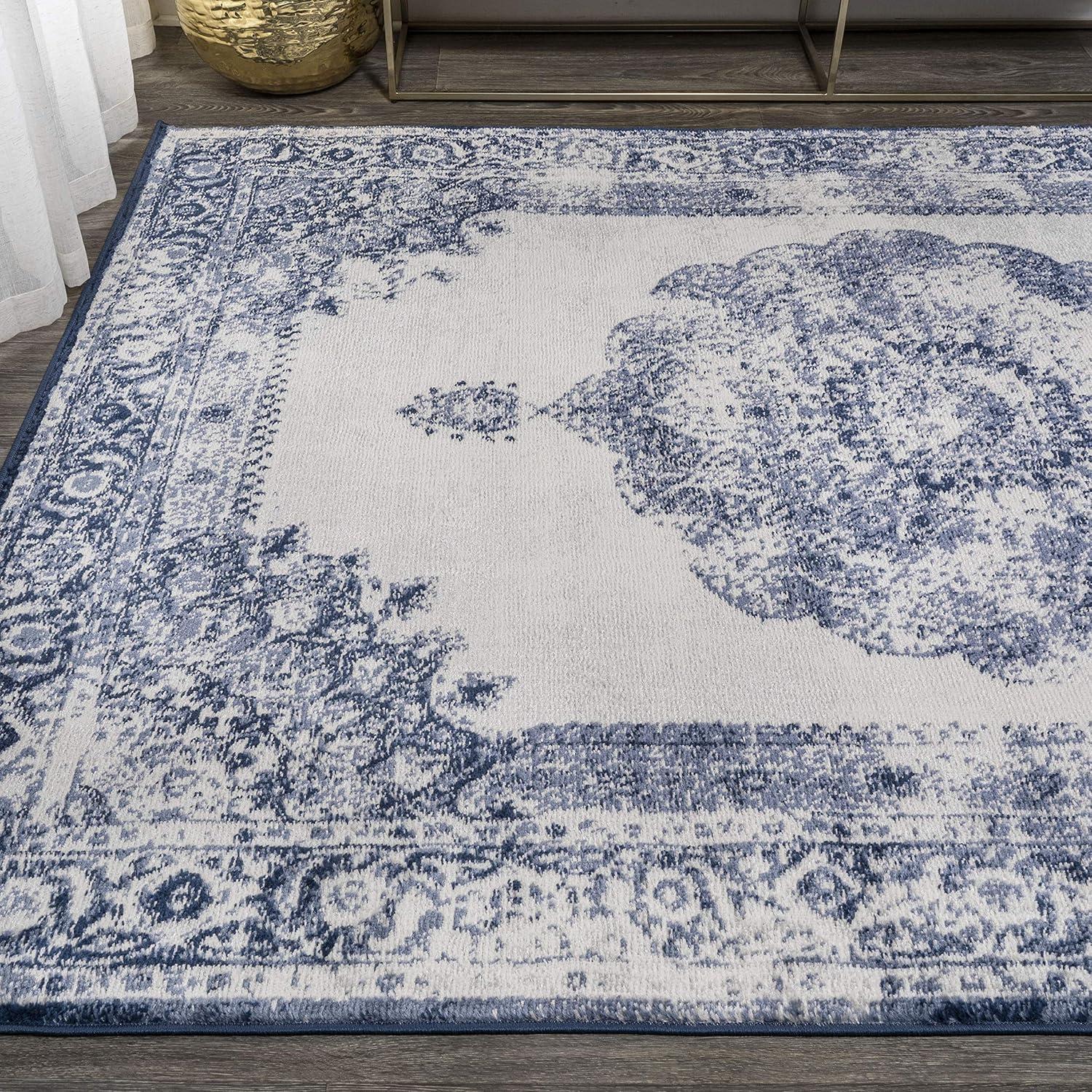 imageJONATHAN Y Rosalia Cottage Medallion NavyIvory Indoor Area Rug 8x10 Vintage Bohemian EasyCleaning for Living Room Bedroom Kitchen Pet Friendly NonShedding MDP403D8Dark BlueIvory