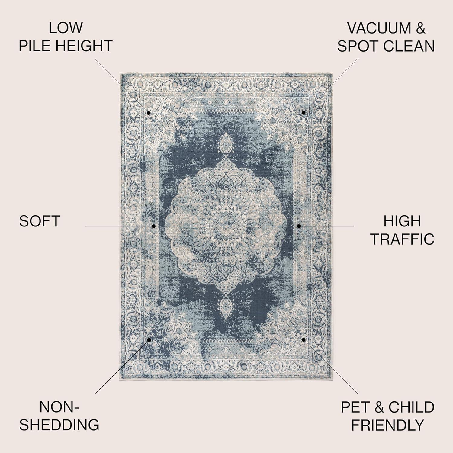 imageJONATHAN Y Rosalia Cottage Medallion NavyIvory Indoor Area Rug 8x10 Vintage Bohemian EasyCleaning for Living Room Bedroom Kitchen Pet Friendly NonShedding MDP403D8IvoryBlue