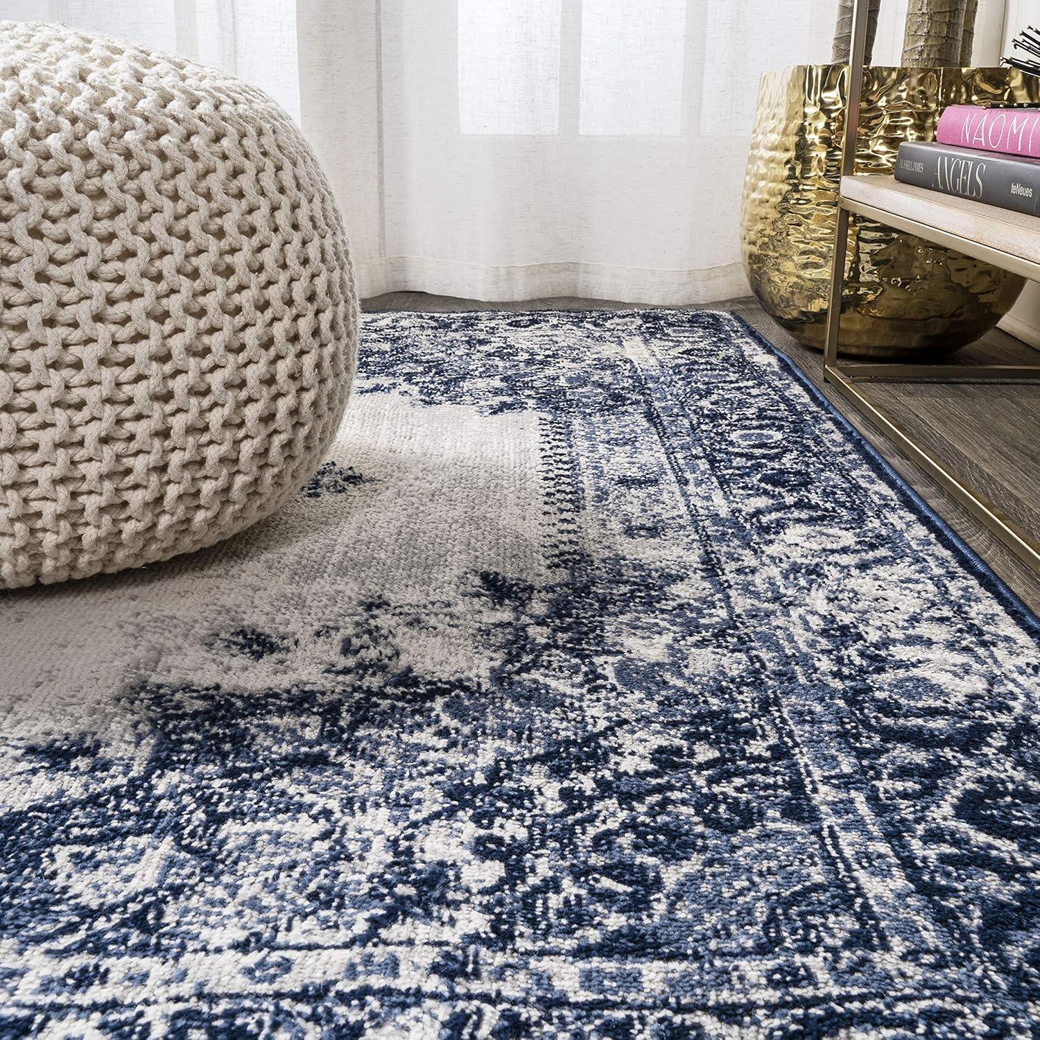 imageJONATHAN Y Rosalia Cottage Medallion NavyIvory Indoor Area Rug 8x10 Vintage Bohemian EasyCleaning for Living Room Bedroom Kitchen Pet Friendly NonShedding MDP403D8Dark BlueIvory