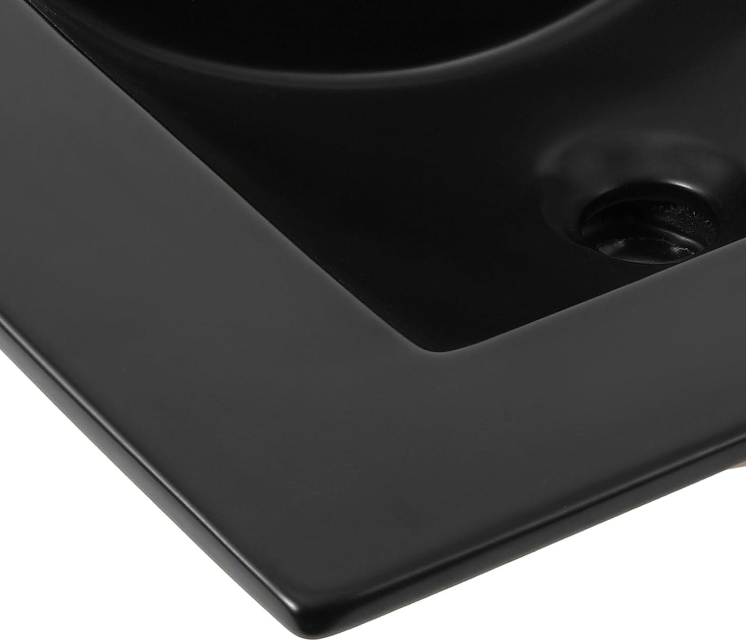 imageJONATHAN Y SNK1001A Ancillary 3Hole 24 in W x 1825 in D Classic Contemporary Rectangular Ceramic Single Sink Basin Vanity Top WhiteBlack