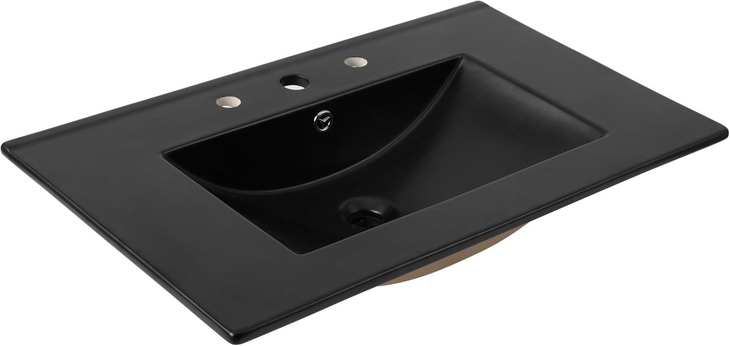 imageJONATHAN Y SNK1001A Ancillary 3Hole 24 in W x 1825 in D Classic Contemporary Rectangular Ceramic Single Sink Basin Vanity Top WhiteBlack