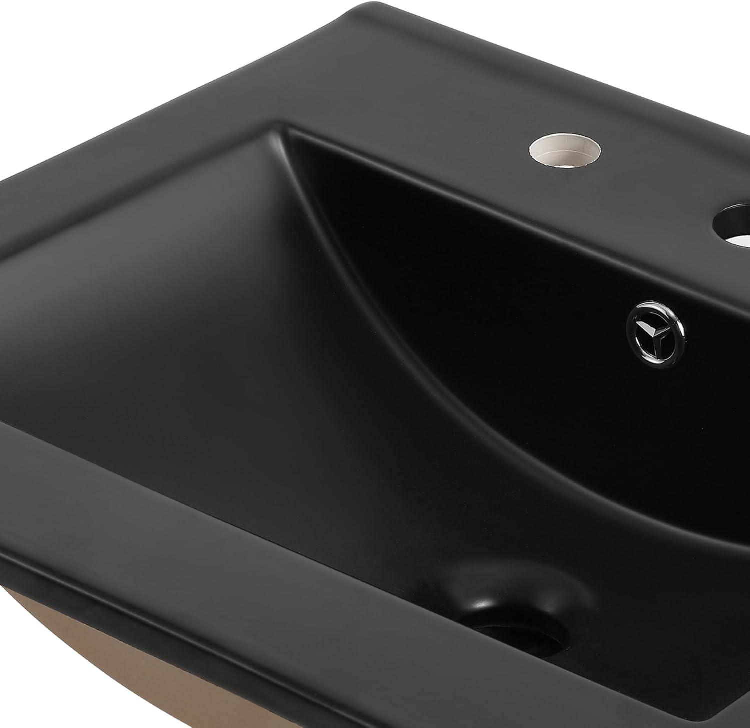 imageJONATHAN Y SNK1001A Ancillary 3Hole 24 in W x 1825 in D Classic Contemporary Rectangular Ceramic Single Sink Basin Vanity Top WhiteBlack