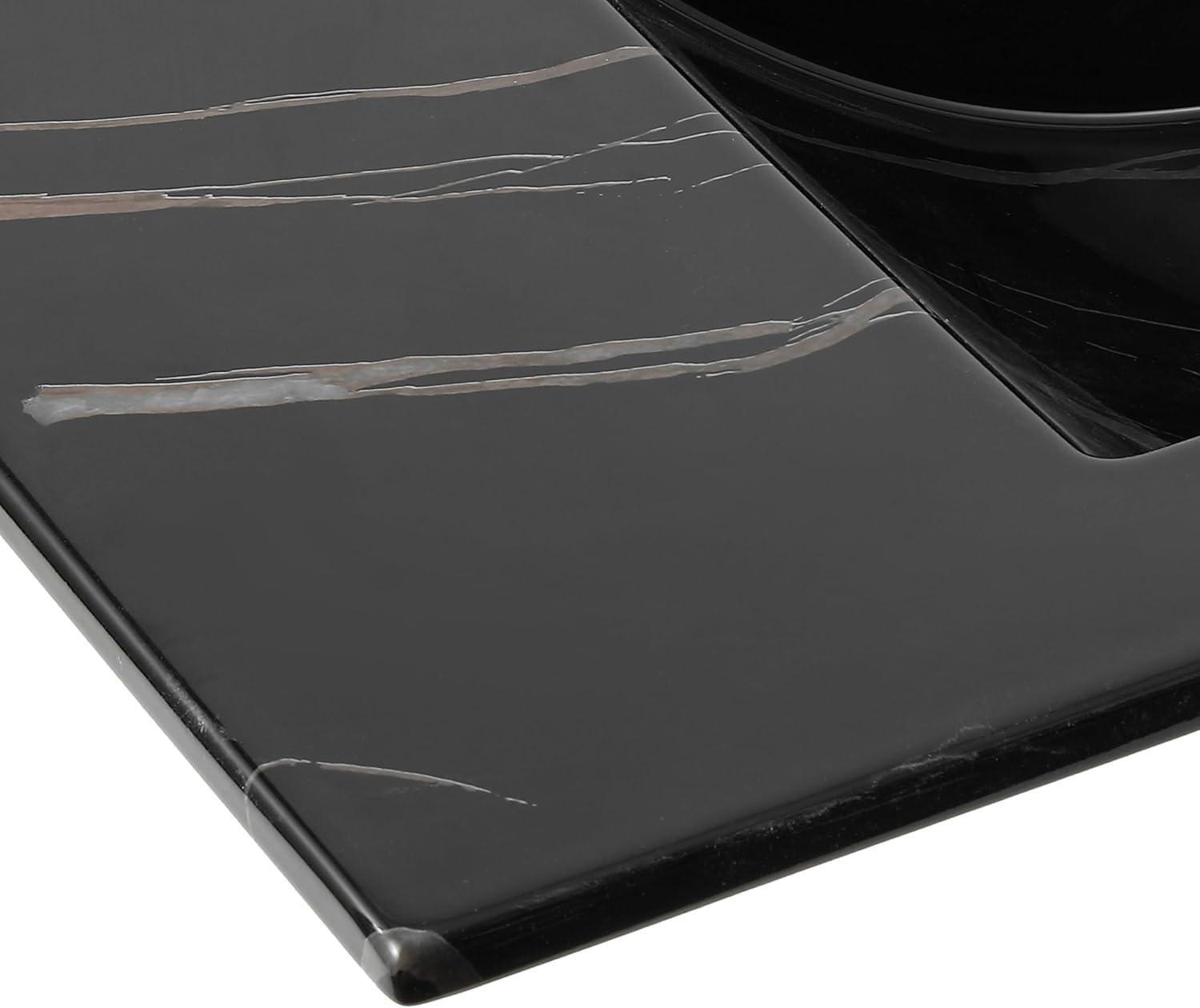 imageJONATHAN Y SNK1001A Ancillary 3Hole 24 in W x 1825 in D Classic Contemporary Rectangular Ceramic Single Sink Basin Vanity Top WhiteBlack Marble