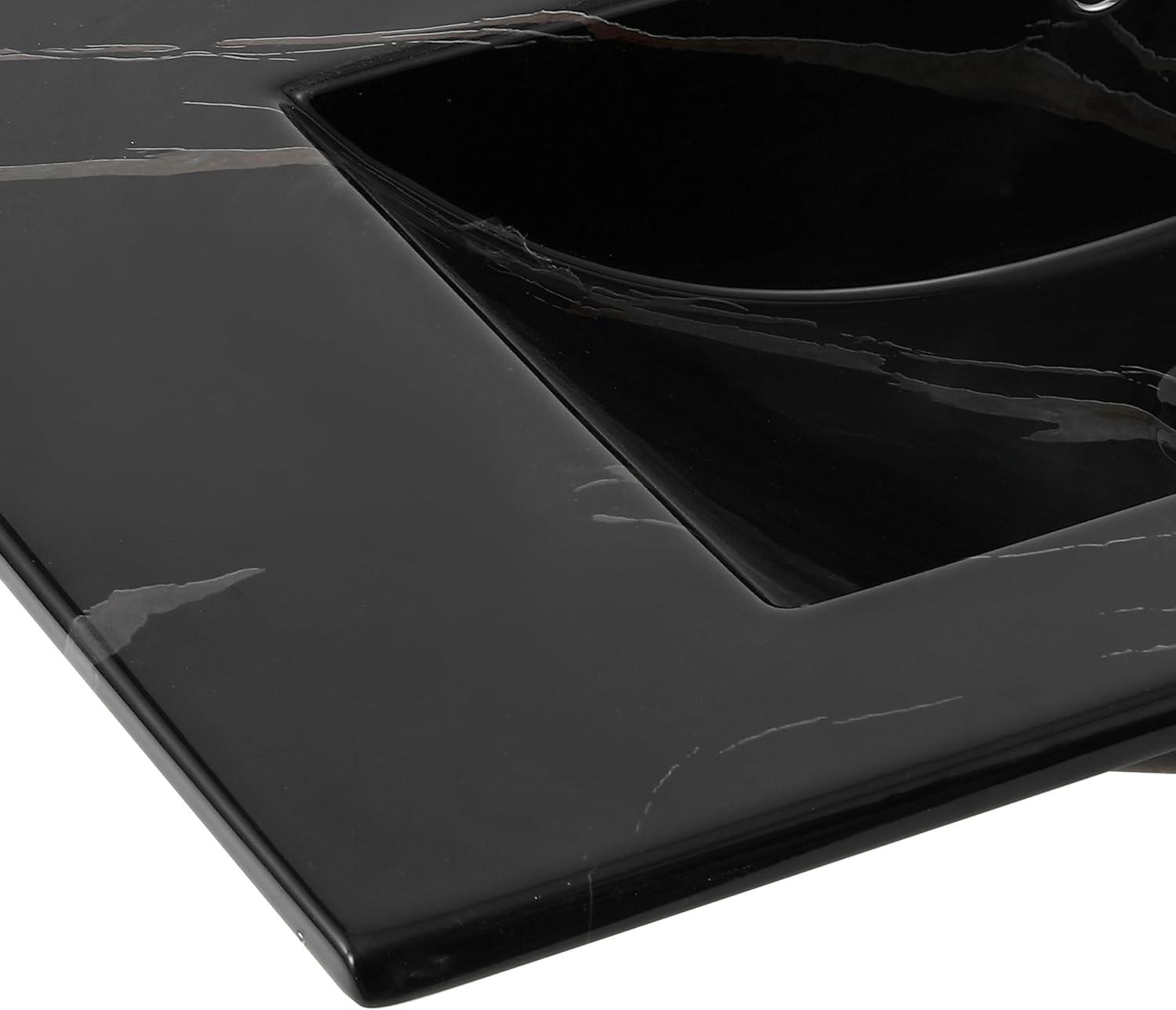 imageJONATHAN Y SNK1001A Ancillary 3Hole 24 in W x 1825 in D Classic Contemporary Rectangular Ceramic Single Sink Basin Vanity Top WhiteBlack Marble