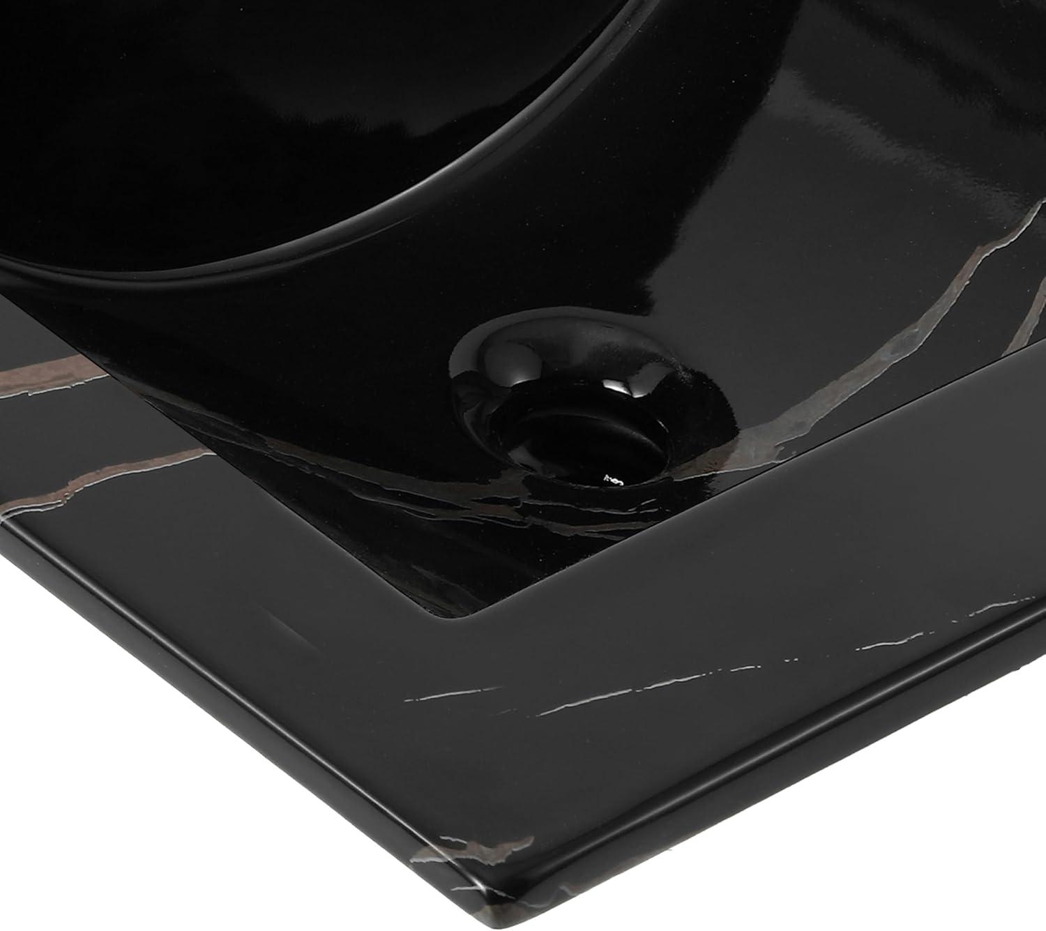 imageJONATHAN Y SNK1001A Ancillary 3Hole 24 in W x 1825 in D Classic Contemporary Rectangular Ceramic Single Sink Basin Vanity Top WhiteBlack Marble