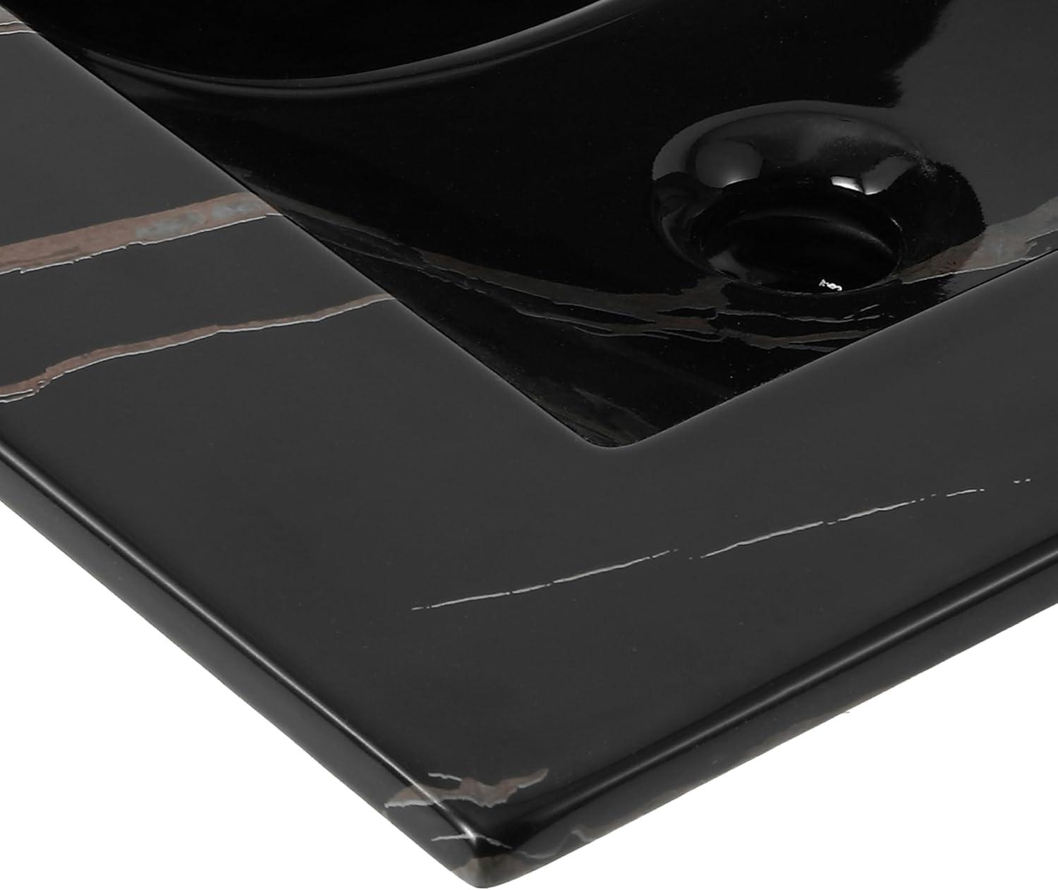 imageJONATHAN Y SNK1001A Ancillary 3Hole 24 in W x 1825 in D Classic Contemporary Rectangular Ceramic Single Sink Basin Vanity Top WhiteBlack Marble