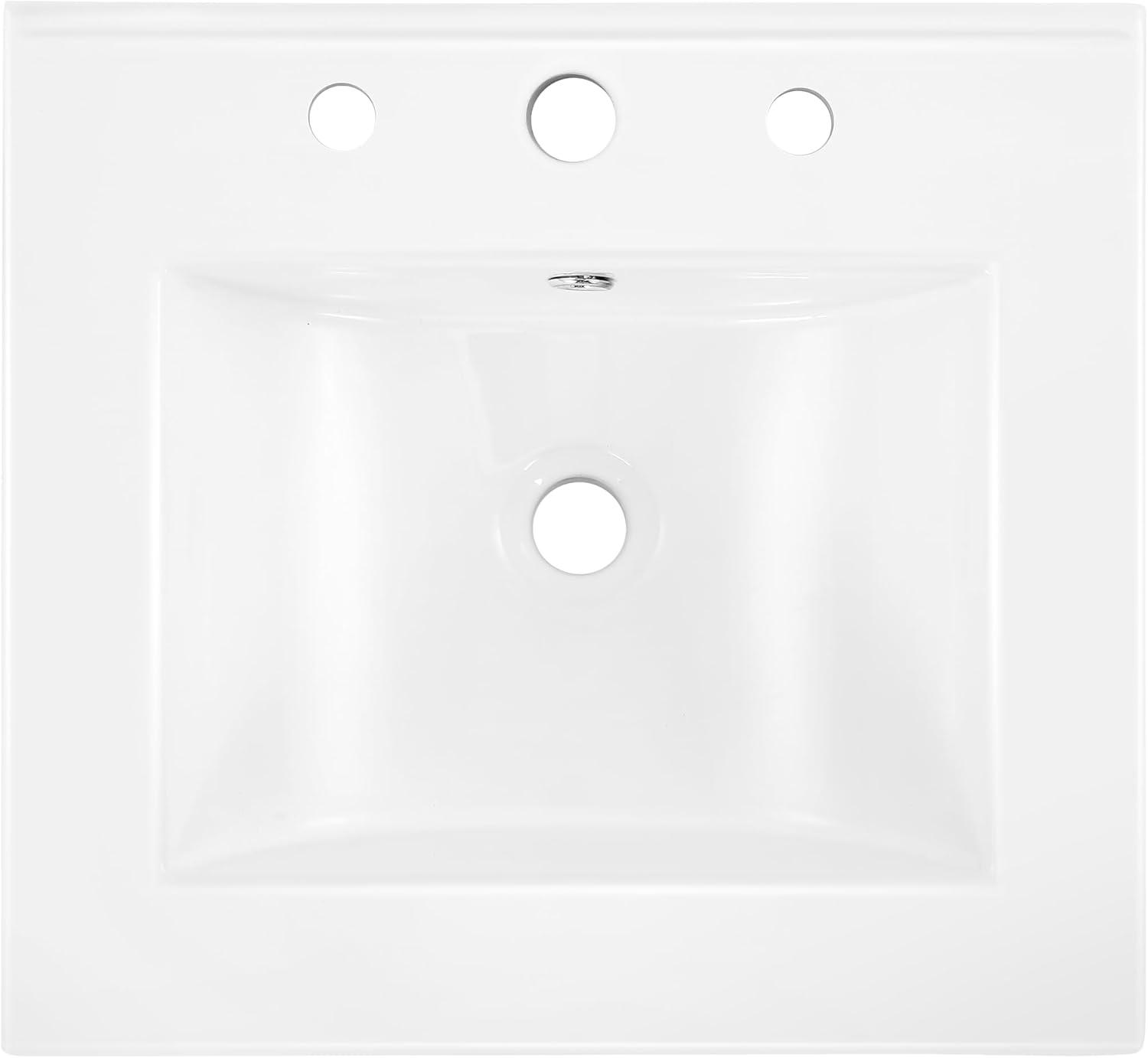 imageJONATHAN Y SNK1001A Ancillary 3Hole 24 in W x 1825 in D Classic Contemporary Rectangular Ceramic Single Sink Basin Vanity Top WhiteWhite