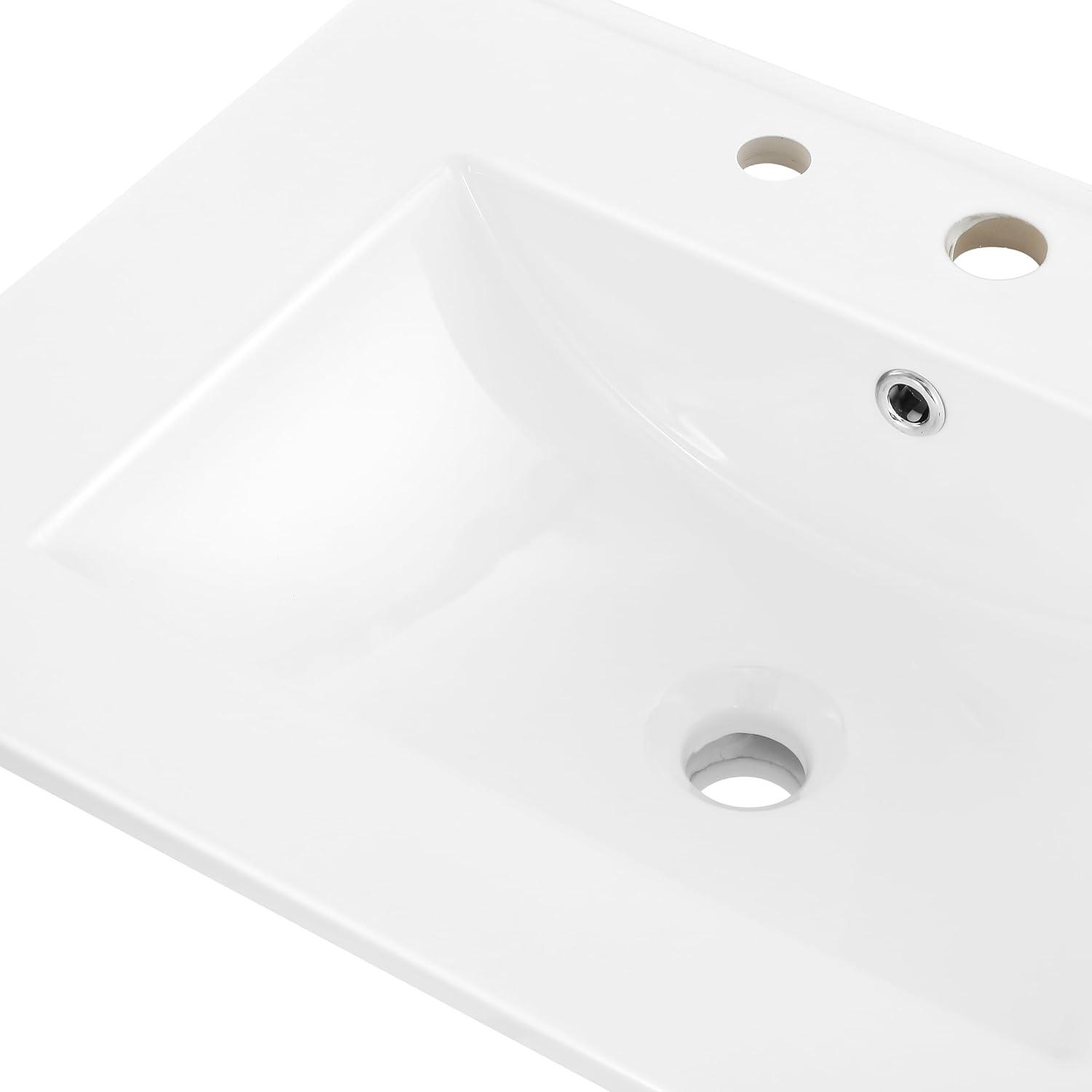 imageJONATHAN Y SNK1001A Ancillary 3Hole 24 in W x 1825 in D Classic Contemporary Rectangular Ceramic Single Sink Basin Vanity Top WhiteWhite