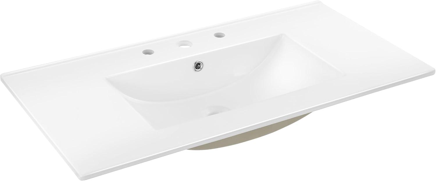 imageJONATHAN Y SNK1001A Ancillary 3Hole 24 in W x 1825 in D Classic Contemporary Rectangular Ceramic Single Sink Basin Vanity Top WhiteWhite