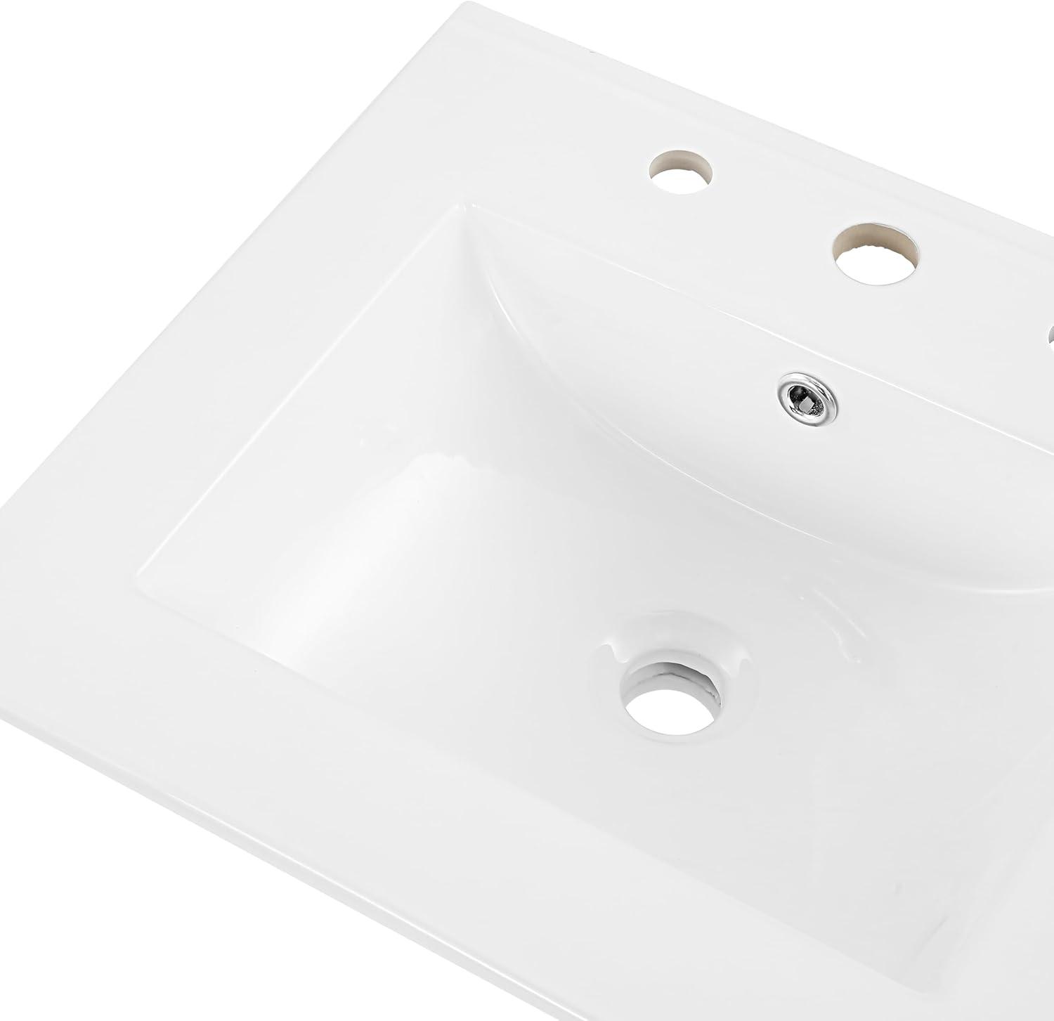 imageJONATHAN Y SNK1001A Ancillary 3Hole 24 in W x 1825 in D Classic Contemporary Rectangular Ceramic Single Sink Basin Vanity Top WhiteWhite
