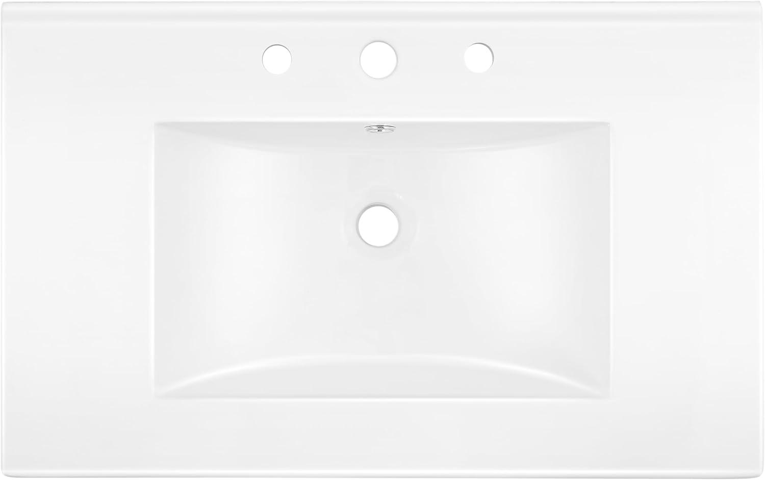 imageJONATHAN Y SNK1001A Ancillary 3Hole 24 in W x 1825 in D Classic Contemporary Rectangular Ceramic Single Sink Basin Vanity Top WhiteWhite