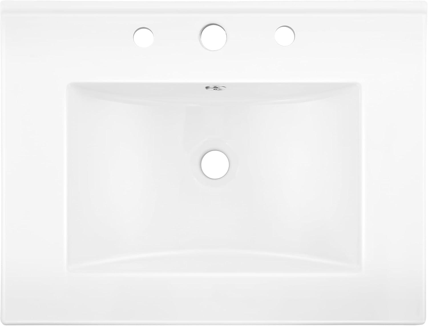 imageJONATHAN Y SNK1001A Ancillary 3Hole 24 in W x 1825 in D Classic Contemporary Rectangular Ceramic Single Sink Basin Vanity Top WhiteWhite