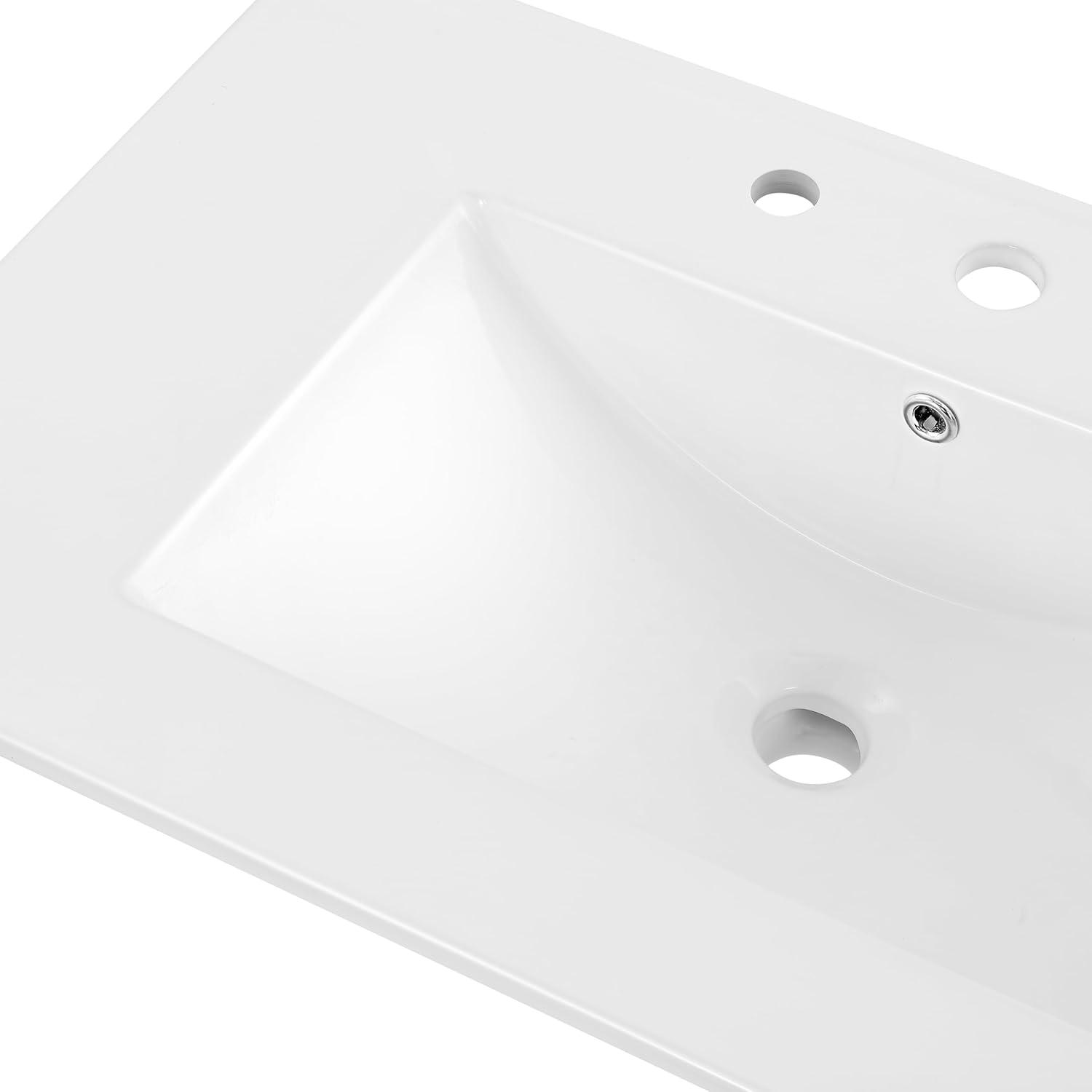 imageJONATHAN Y SNK1001A Ancillary 3Hole 24 in W x 1825 in D Classic Contemporary Rectangular Ceramic Single Sink Basin Vanity Top WhiteWhite