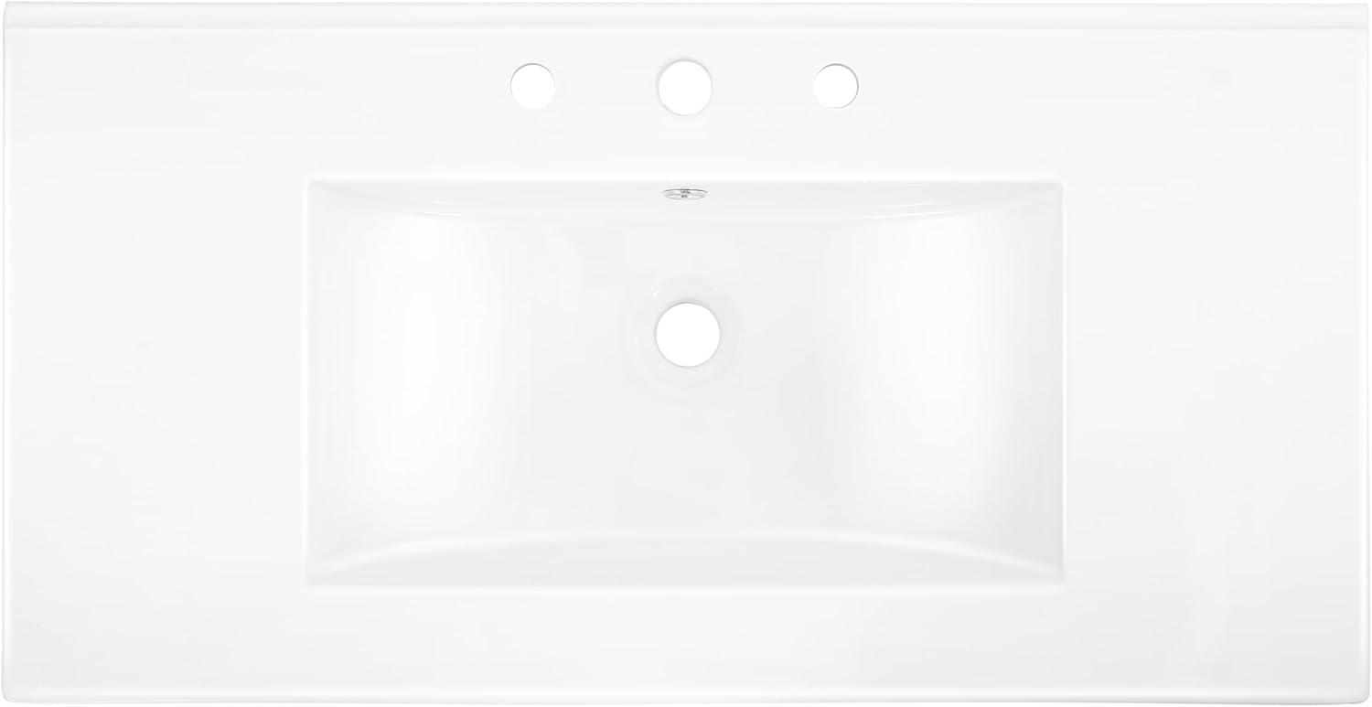 imageJONATHAN Y SNK1001A Ancillary 3Hole 24 in W x 1825 in D Classic Contemporary Rectangular Ceramic Single Sink Basin Vanity Top WhiteWhite