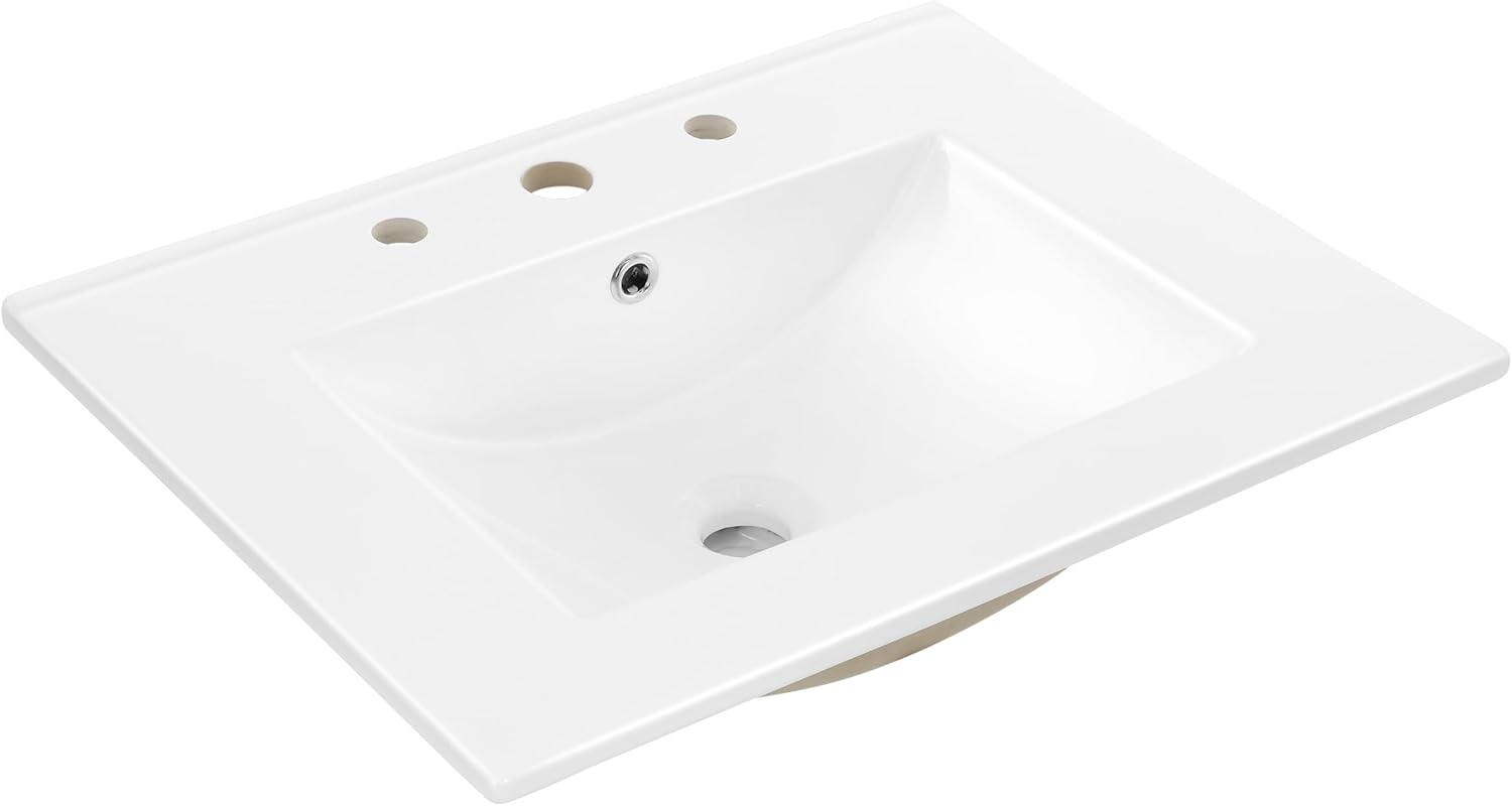 imageJONATHAN Y SNK1001A Ancillary 3Hole 24 in W x 1825 in D Classic Contemporary Rectangular Ceramic Single Sink Basin Vanity Top WhiteWhite