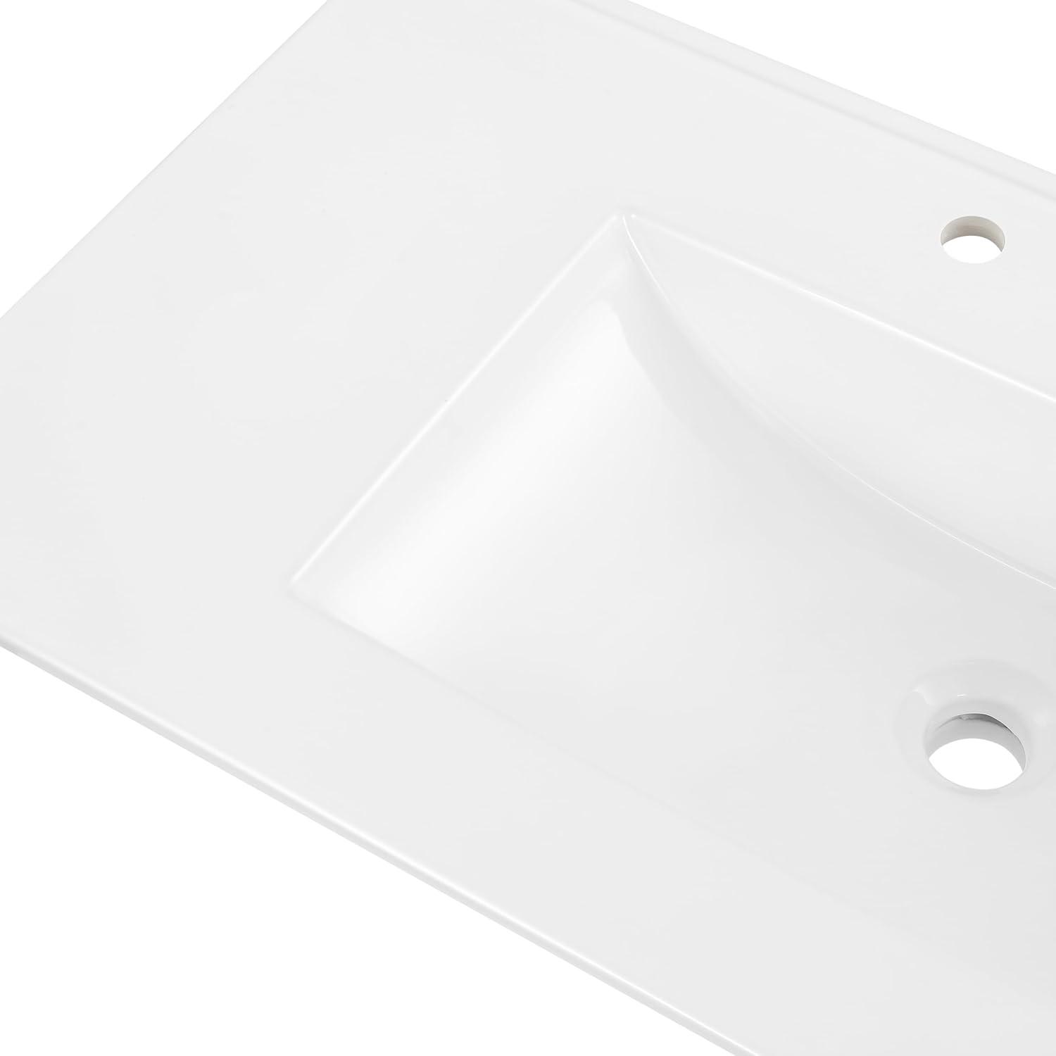 imageJONATHAN Y SNK1001A Ancillary 3Hole 24 in W x 1825 in D Classic Contemporary Rectangular Ceramic Single Sink Basin Vanity Top WhiteWhite