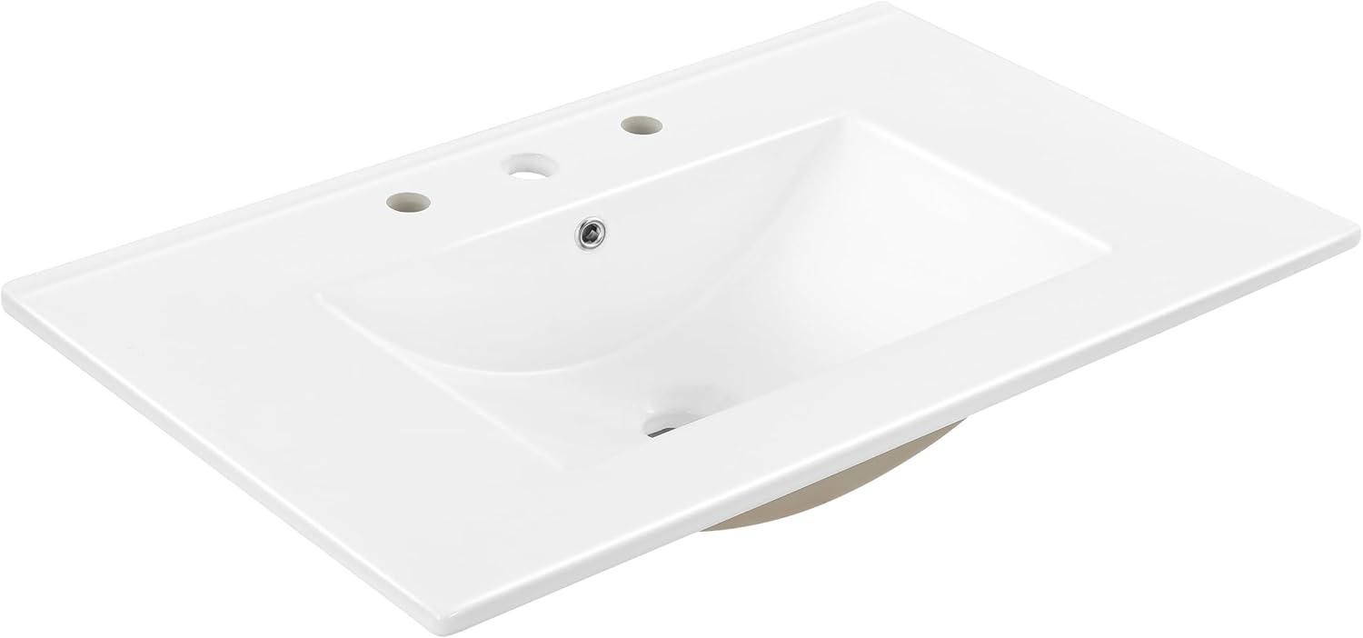 imageJONATHAN Y SNK1001A Ancillary 3Hole 24 in W x 1825 in D Classic Contemporary Rectangular Ceramic Single Sink Basin Vanity Top WhiteWhite