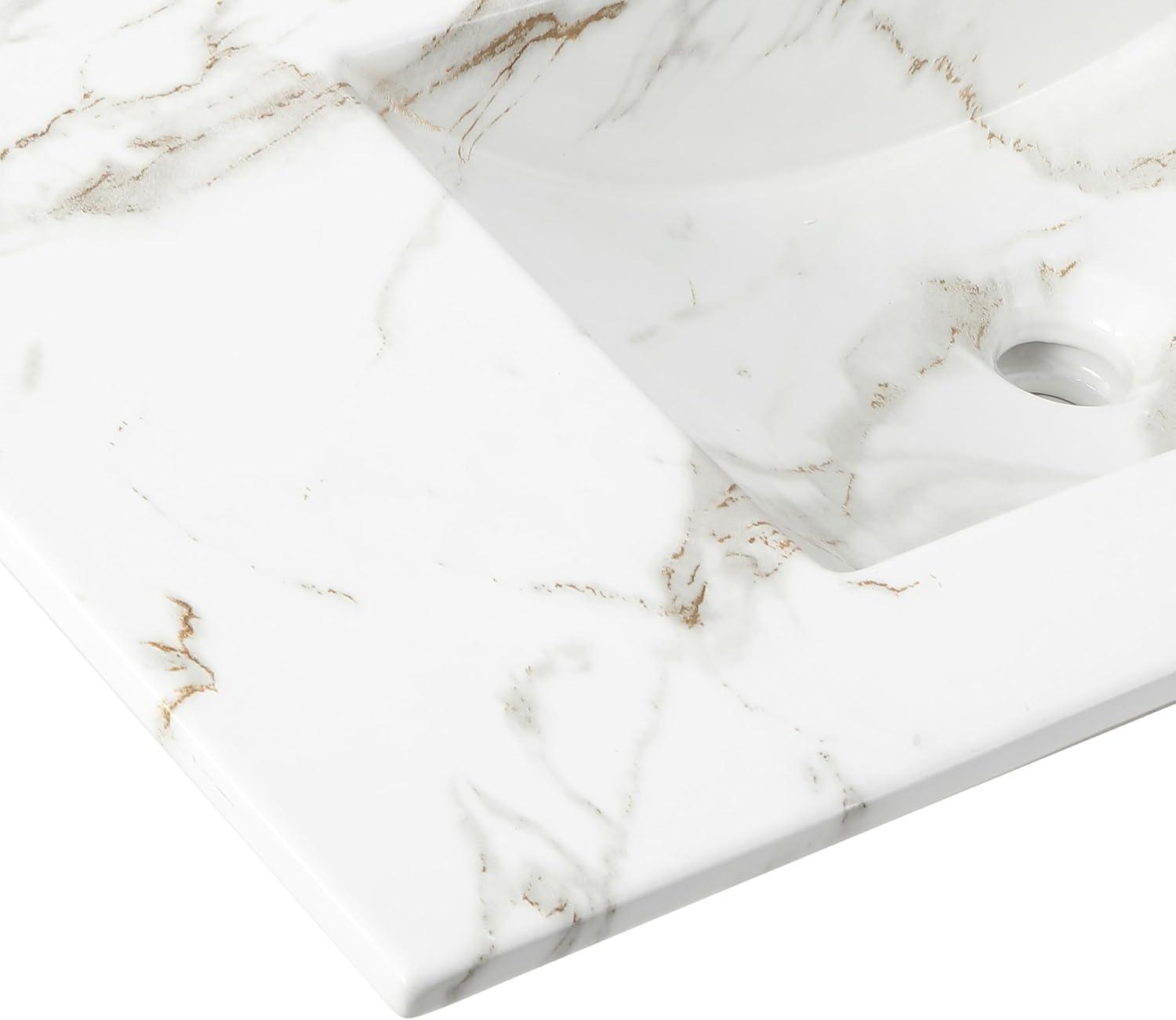 imageJONATHAN Y SNK1001A Ancillary 3Hole 24 in W x 1825 in D Classic Contemporary Rectangular Ceramic Single Sink Basin Vanity Top WhiteWhite Marble