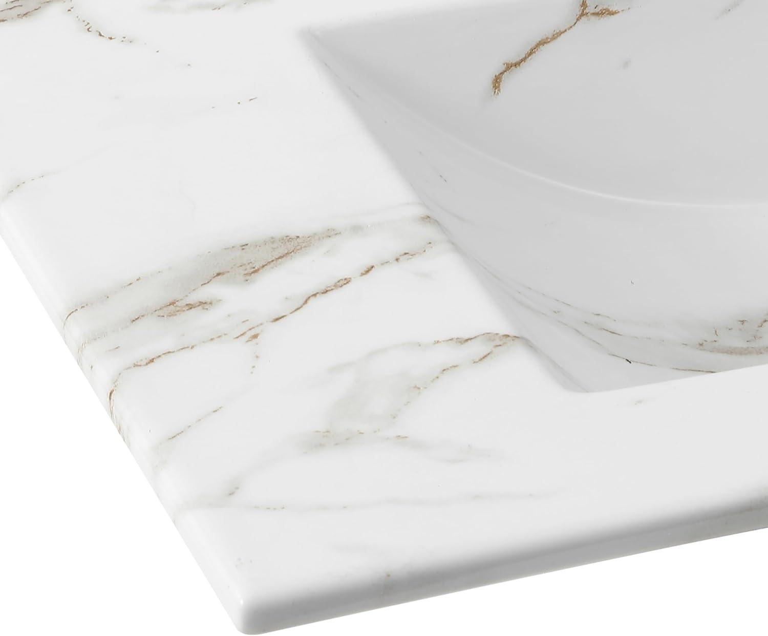 imageJONATHAN Y SNK1001A Ancillary 3Hole 24 in W x 1825 in D Classic Contemporary Rectangular Ceramic Single Sink Basin Vanity Top WhiteWhite Marble