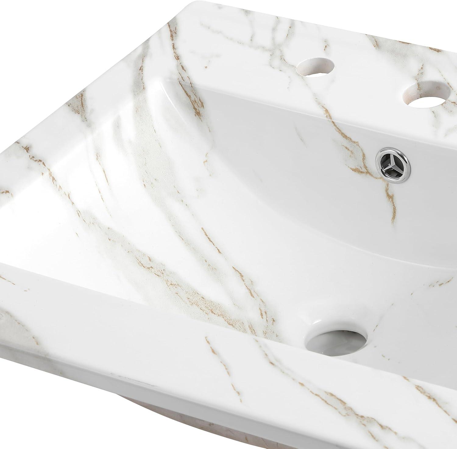 imageJONATHAN Y SNK1001A Ancillary 3Hole 24 in W x 1825 in D Classic Contemporary Rectangular Ceramic Single Sink Basin Vanity Top WhiteWhite Marble
