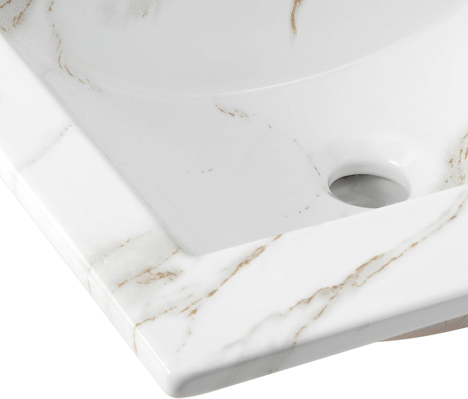 imageJONATHAN Y SNK1001A Ancillary 3Hole 24 in W x 1825 in D Classic Contemporary Rectangular Ceramic Single Sink Basin Vanity Top WhiteWhite Marble