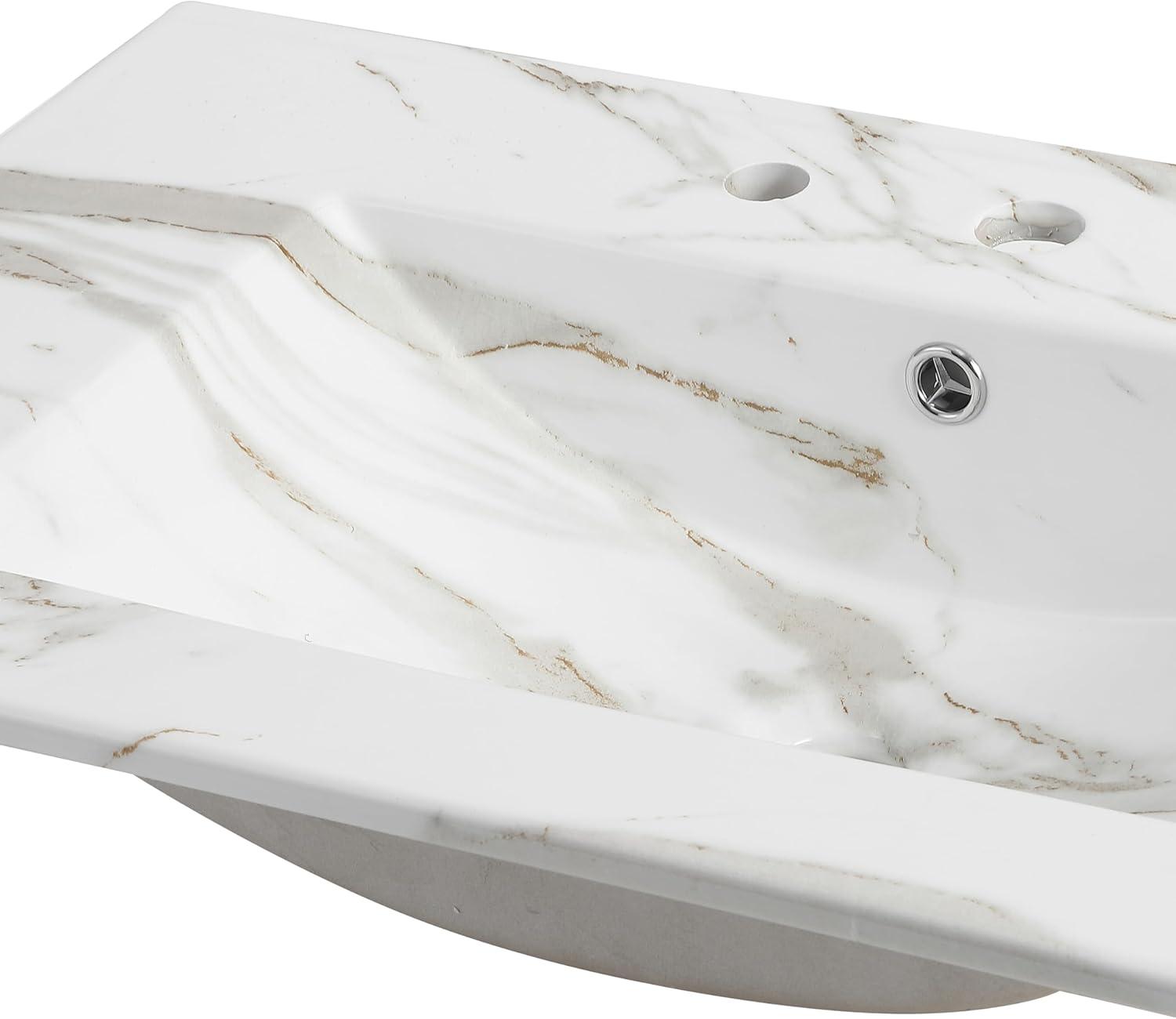 imageJONATHAN Y SNK1001A Ancillary 3Hole 24 in W x 1825 in D Classic Contemporary Rectangular Ceramic Single Sink Basin Vanity Top WhiteWhite Marble