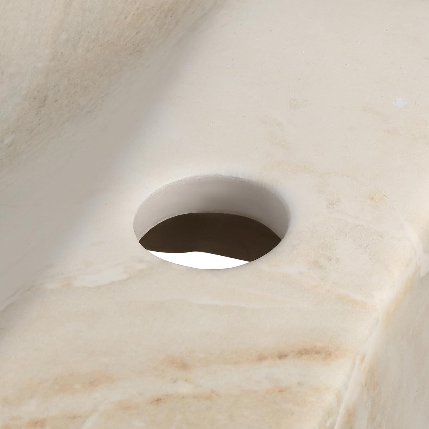 imageJONATHAN Y SNK1004CR Felix 15 in W x 8 in D Modern Wall Mounted Rectangular Ceramic Mini Sink Basin RightSide Faucet White Marble EffectBeige Marble Effect