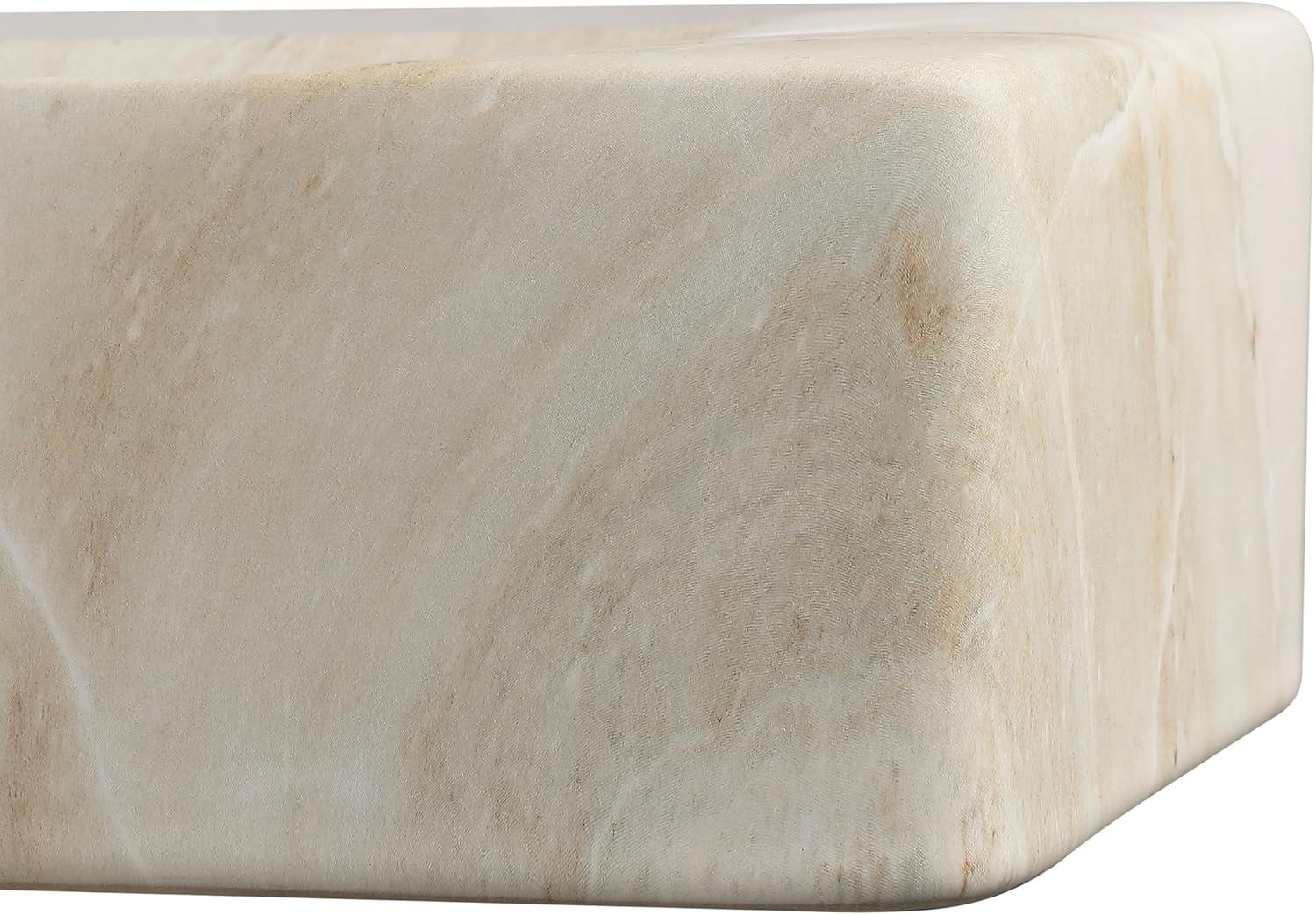 imageJONATHAN Y SNK1004CR Felix 15 in W x 8 in D Modern Wall Mounted Rectangular Ceramic Mini Sink Basin RightSide Faucet White Marble EffectBeige Marble Effect