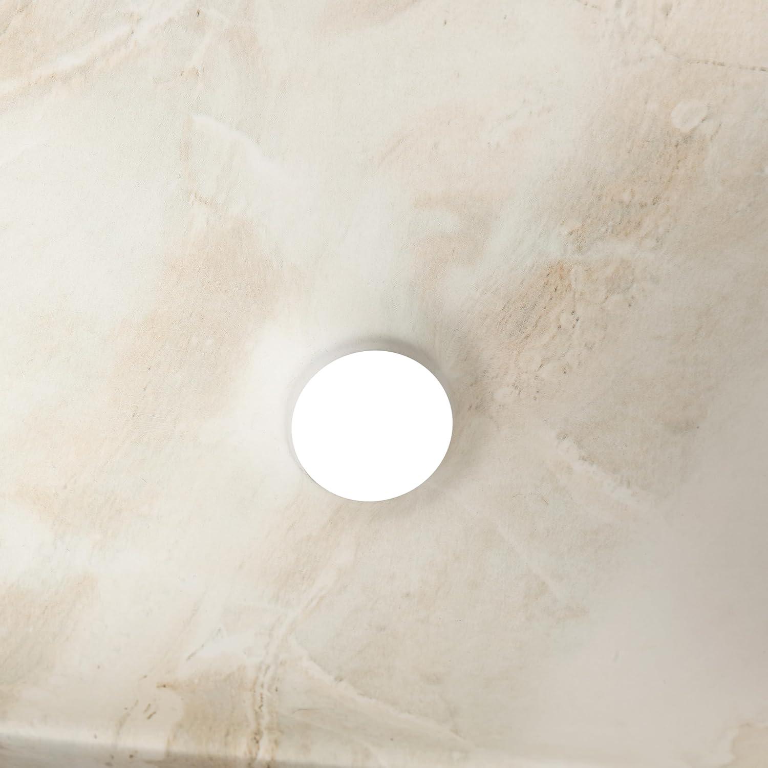 imageJONATHAN Y SNK1004CR Felix 15 in W x 8 in D Modern Wall Mounted Rectangular Ceramic Mini Sink Basin RightSide Faucet White Marble EffectBeige Marble Effect