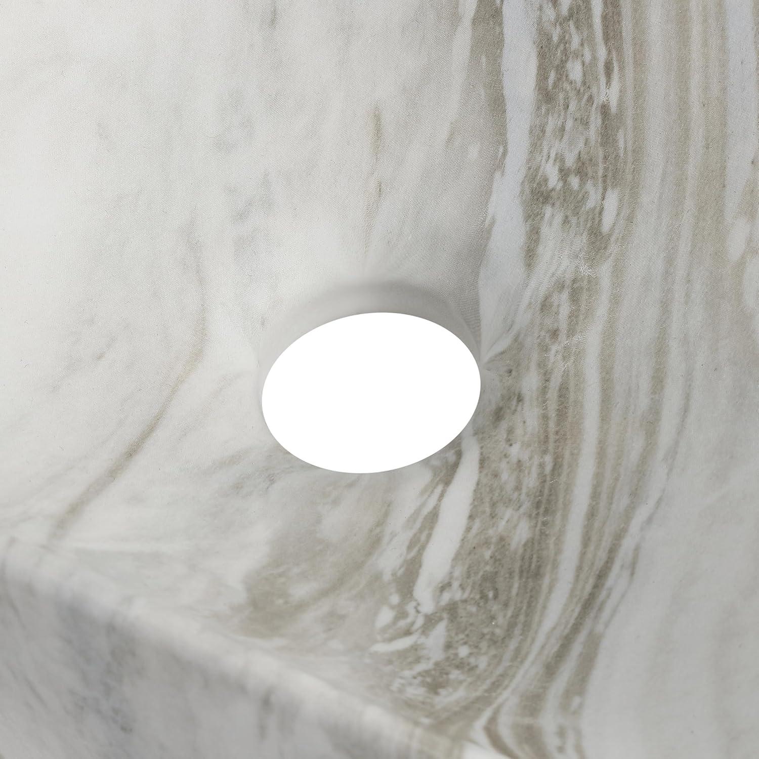 imageJONATHAN Y SNK1004CR Felix 15 in W x 8 in D Modern Wall Mounted Rectangular Ceramic Mini Sink Basin RightSide Faucet White Marble EffectGrey Marble Effect