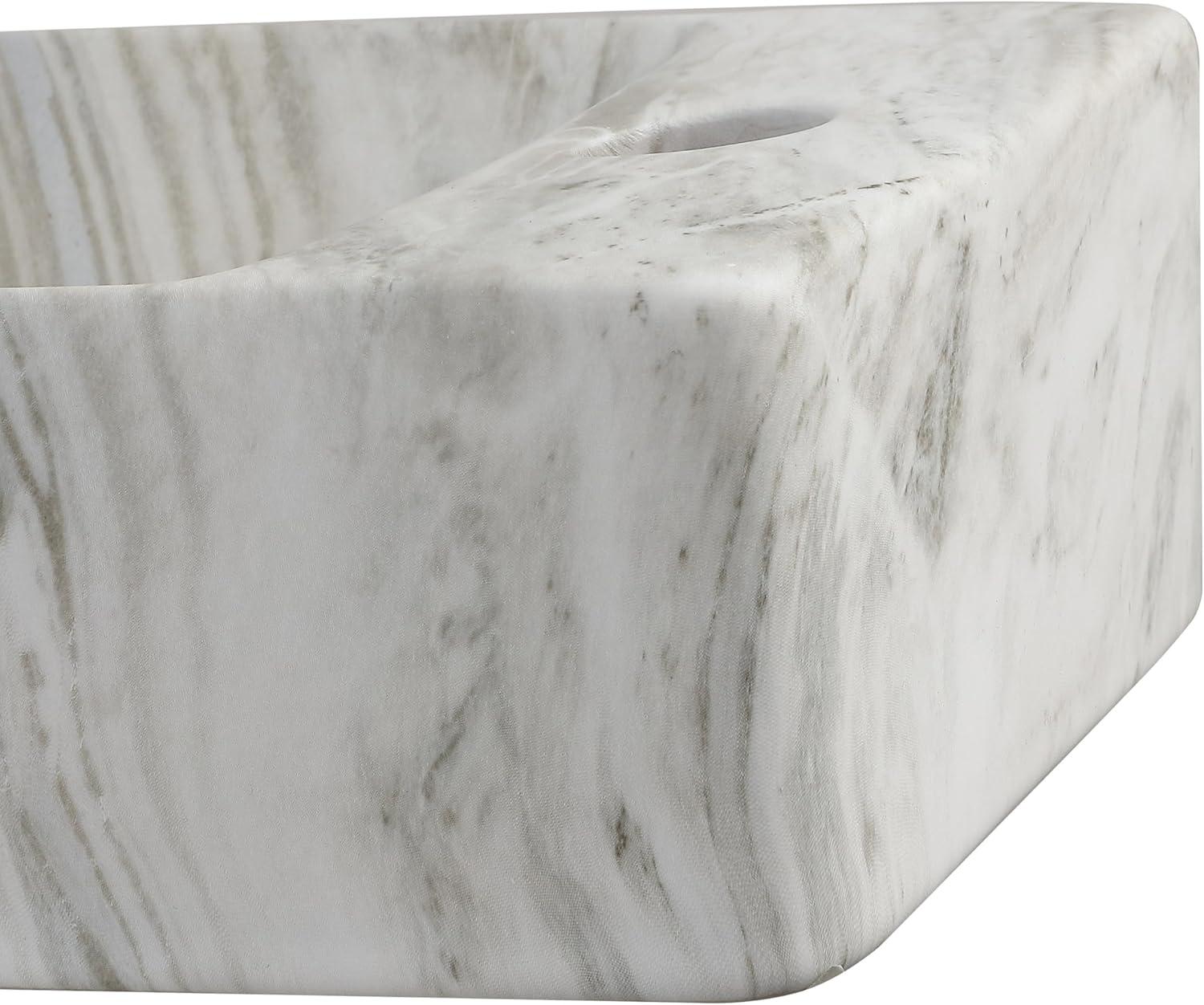 imageJONATHAN Y SNK1004CR Felix 15 in W x 8 in D Modern Wall Mounted Rectangular Ceramic Mini Sink Basin RightSide Faucet White Marble EffectGrey Marble Effect