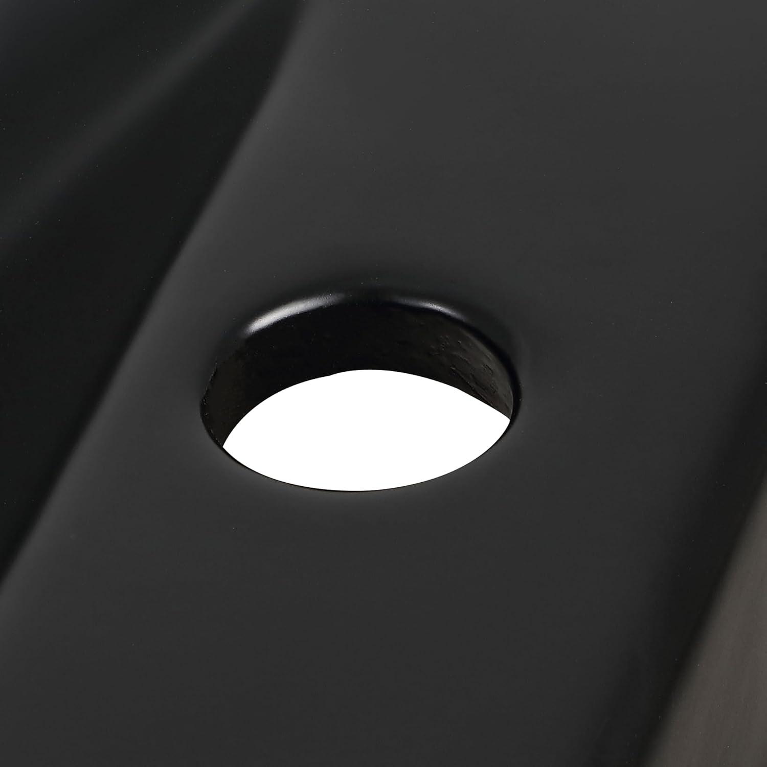 imageJONATHAN Y SNK1004CR Felix 15 in W x 8 in D Modern Wall Mounted Rectangular Ceramic Mini Sink Basin RightSide Faucet White Marble EffectMatte Black