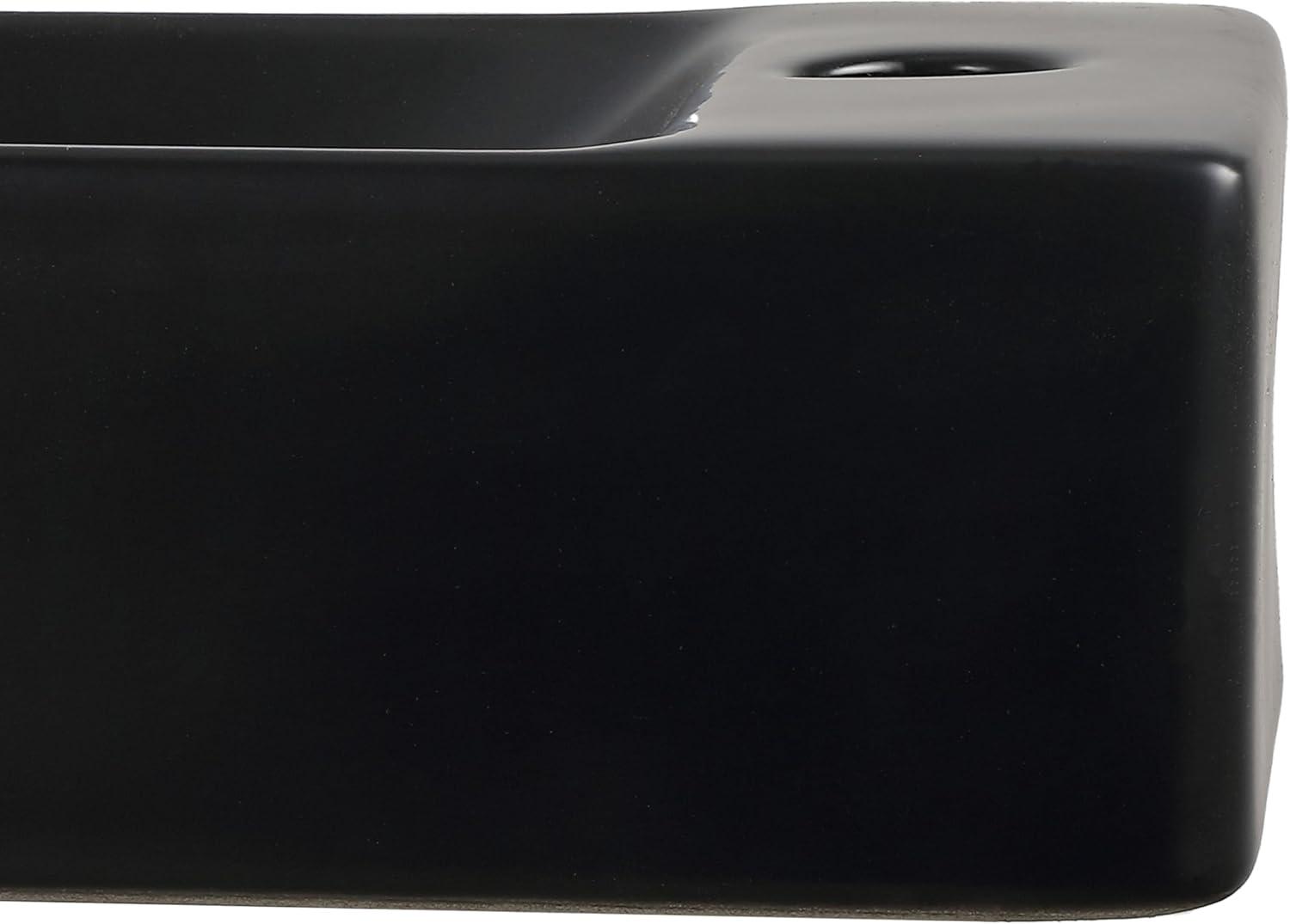 imageJONATHAN Y SNK1004CR Felix 15 in W x 8 in D Modern Wall Mounted Rectangular Ceramic Mini Sink Basin RightSide Faucet White Marble EffectMatte Black