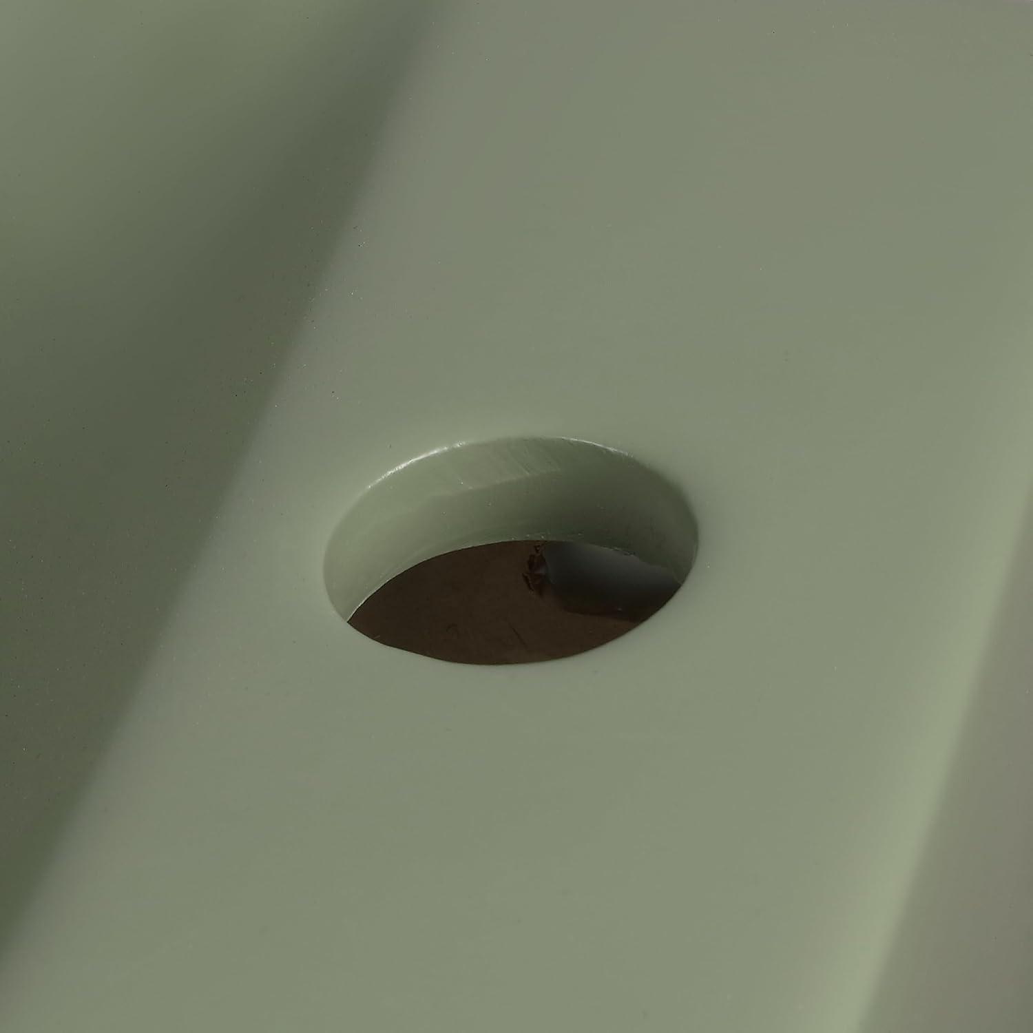 imageJONATHAN Y SNK1004CR Felix 15 in W x 8 in D Modern Wall Mounted Rectangular Ceramic Mini Sink Basin RightSide Faucet White Marble EffectMatte Olive