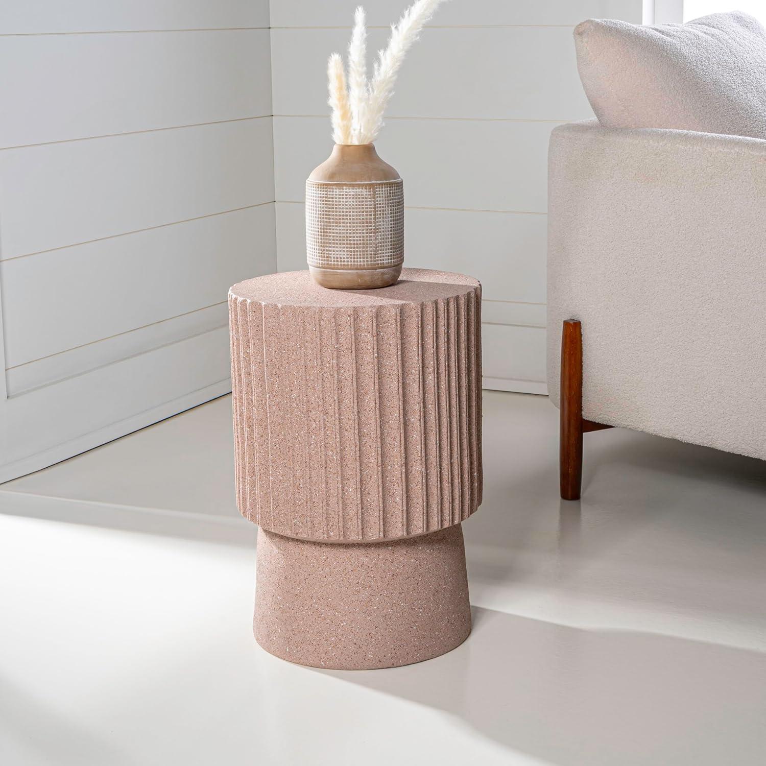 imageJONATHAN Y TBL1102C Louisa 19quot Modern Art Deco Tambour IndoorOutdoor Accent Table Art Deco Minimalist Contemporary Bohemian MidCentury Patio Garden Bathroom Living Room Pink Terrazzo FinishPink Terrazzo Finish