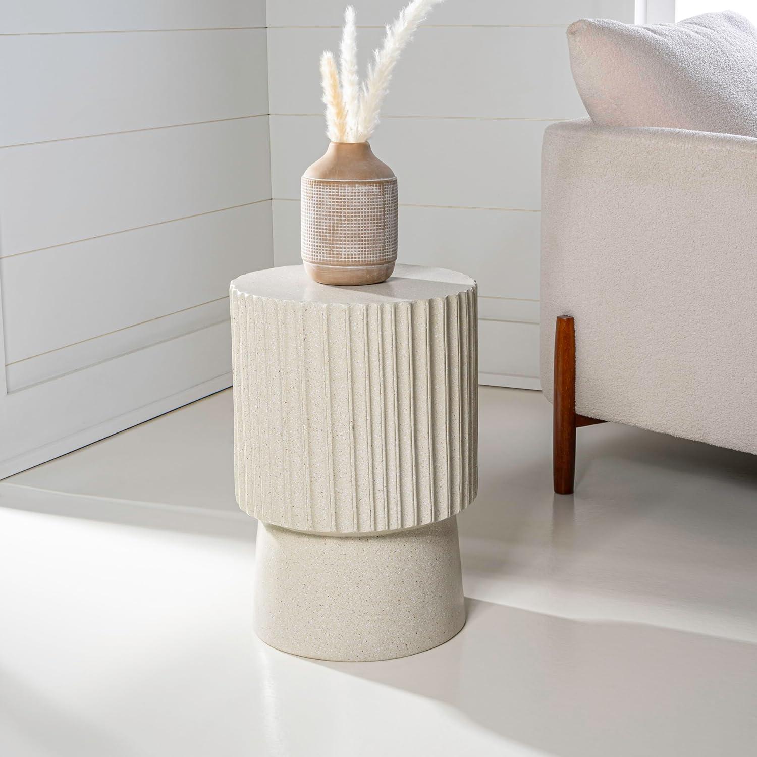 imageJONATHAN Y TBL1102C Louisa 19quot Modern Art Deco Tambour IndoorOutdoor Accent Table Art Deco Minimalist Contemporary Bohemian MidCentury Patio Garden Bathroom Living Room Pink Terrazzo FinishCream Terrazzo Finish