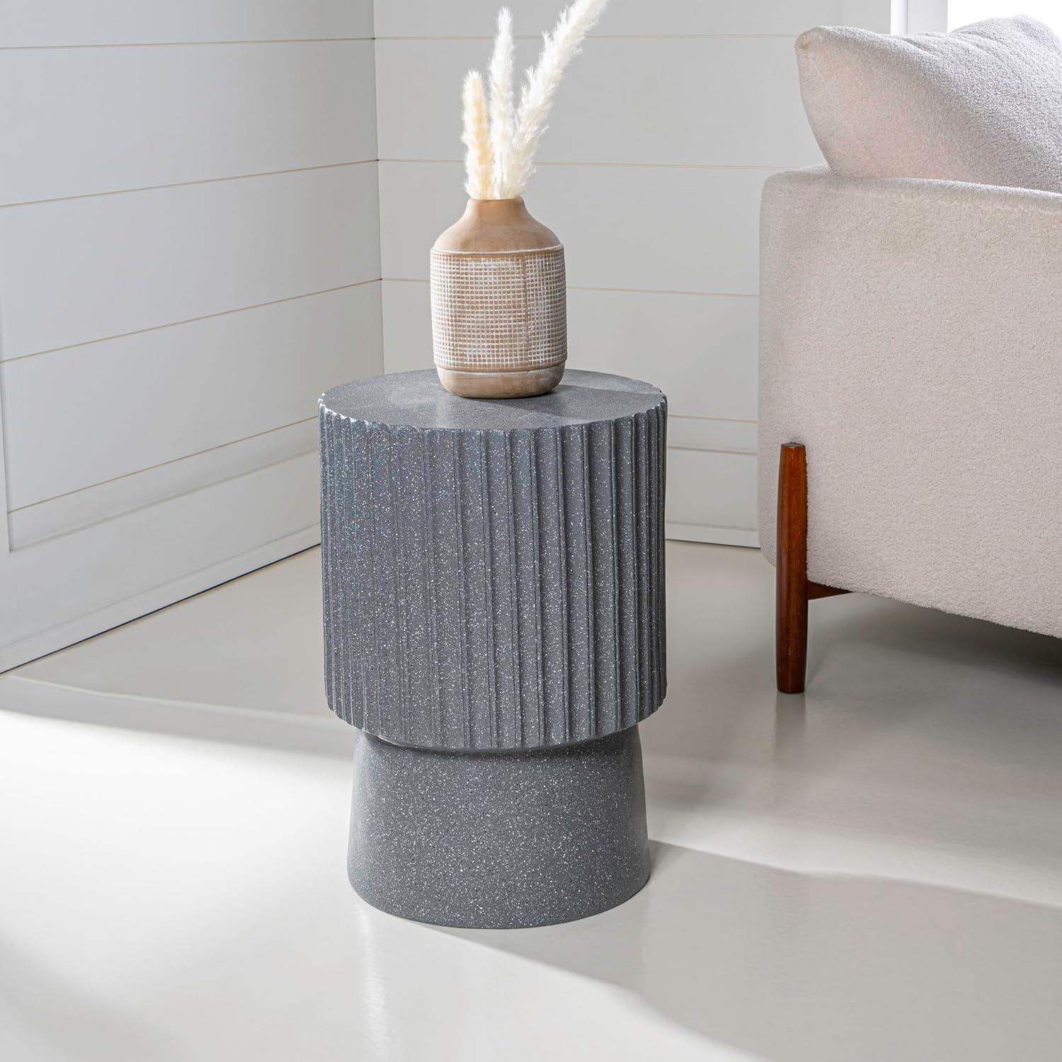 imageJONATHAN Y TBL1102C Louisa 19quot Modern Art Deco Tambour IndoorOutdoor Accent Table Art Deco Minimalist Contemporary Bohemian MidCentury Patio Garden Bathroom Living Room Pink Terrazzo FinishGray Terrazzo Finish