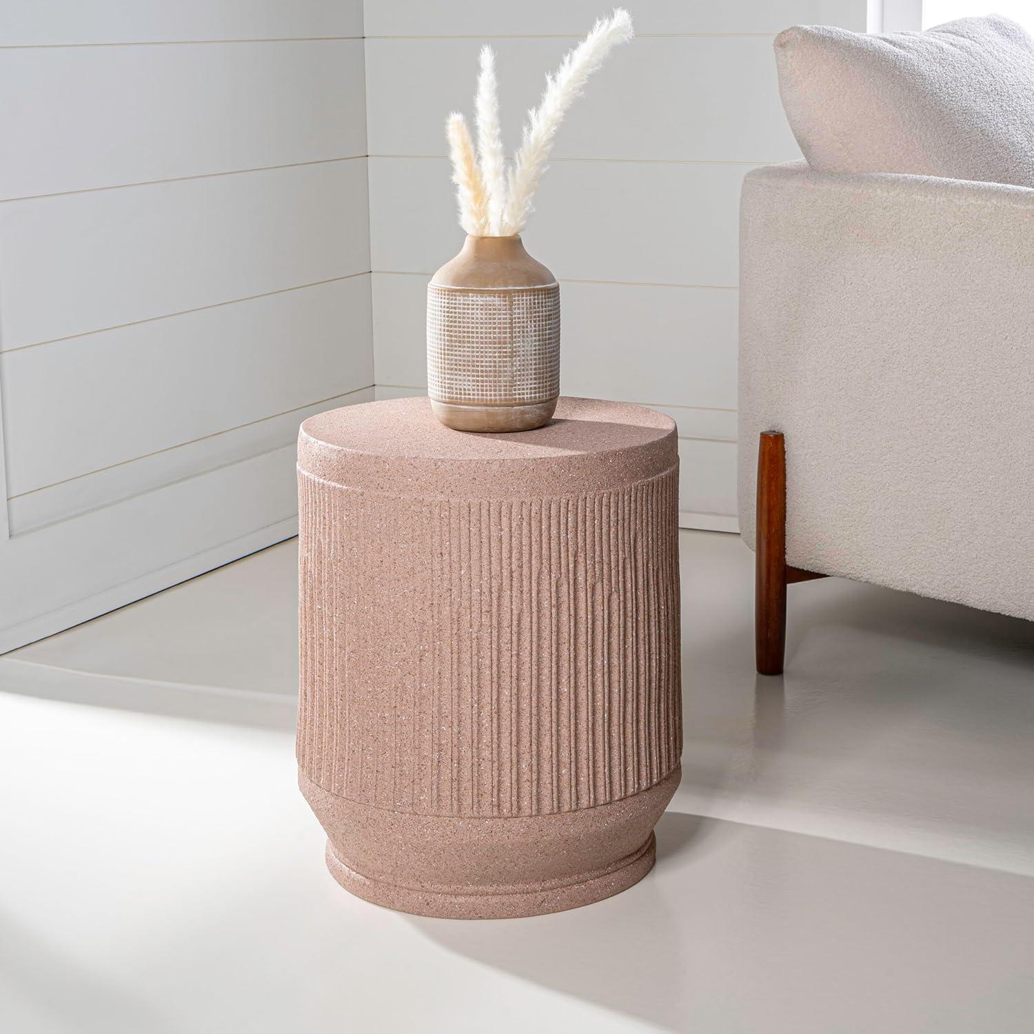 imageJONATHAN Y TBL1103B Kline 175quot MidCentury Modern Brutalist IndoorOutdoor Accent Table Art Deco Minimalist Contemporary Patio Garden Bathroom Living Room Pink Terrazzo FinishPink Terrazzo Finish