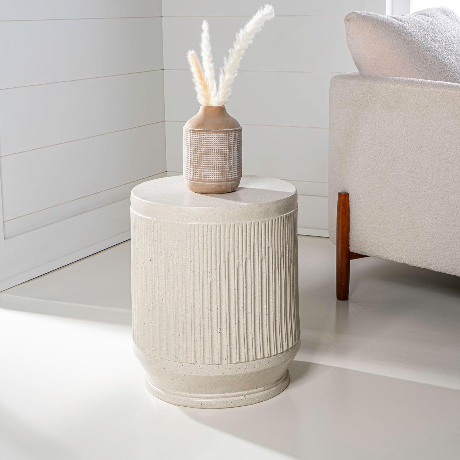 imageJONATHAN Y TBL1103B Kline 175quot MidCentury Modern Brutalist IndoorOutdoor Accent Table Art Deco Minimalist Contemporary Patio Garden Bathroom Living Room Pink Terrazzo FinishCream Terrazzo Finish