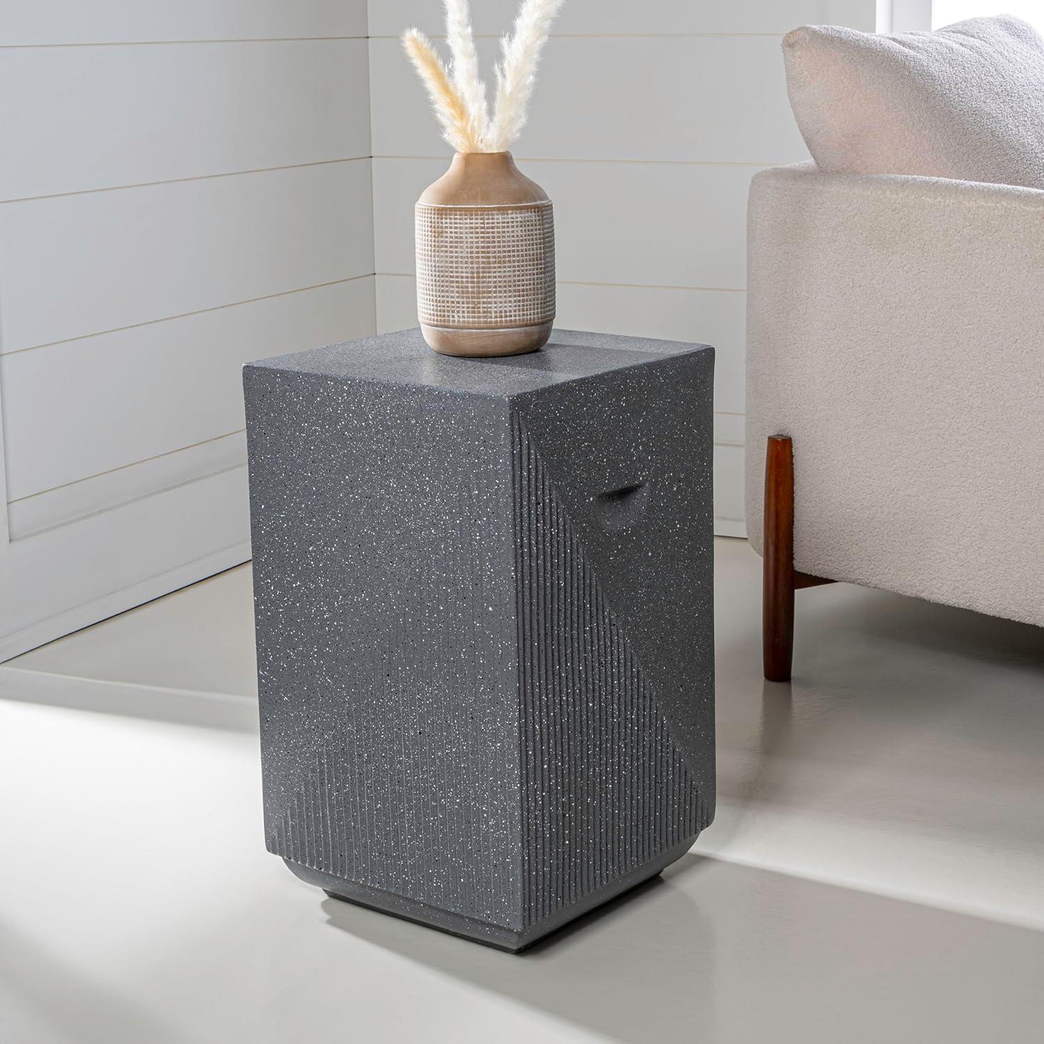 imageJONATHAN Y TBL1104C Adrian 2075quot Contemporary Minimalist Square IndoorOutdoor Accent Table Modern MidCentury Art Deco Contemporary Patio Garden Bathroom Living Room Pink Terrazzo FinishGray Terrazzo Finish