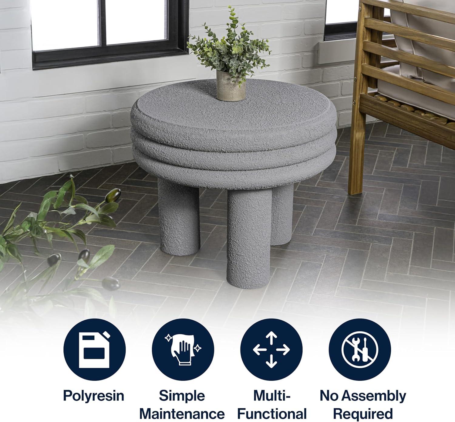 imageJONATHAN Y TBL1106A Rashida 1775quot Contemporary Minimalist Curvy High IndoorOutdoor Accent Table Contemporary Modern MidCentury Art Deco Patio Garden Bathroom Living Room Gray FrostedGray Frosted