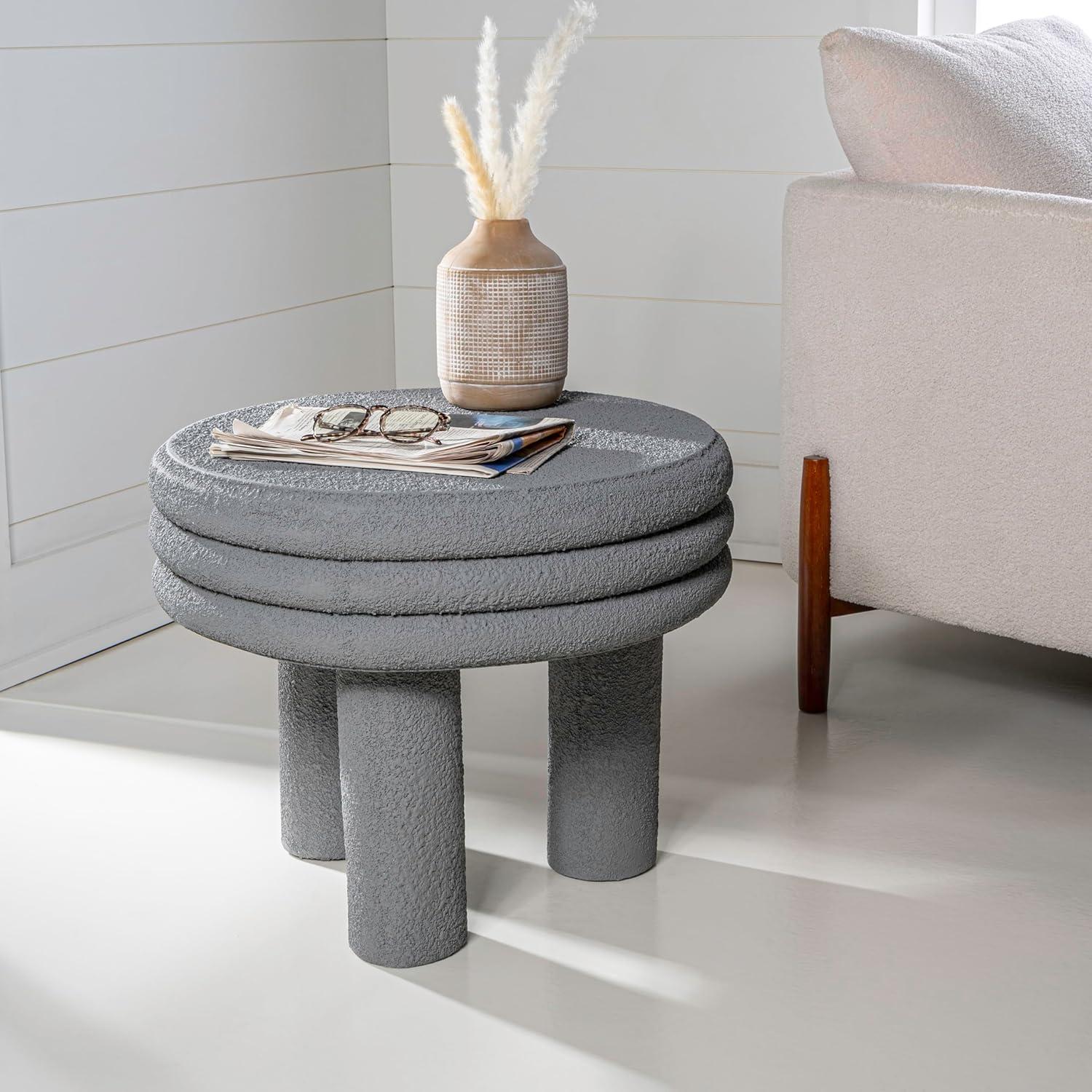 imageJONATHAN Y TBL1106A Rashida 1775quot Contemporary Minimalist Curvy High IndoorOutdoor Accent Table Contemporary Modern MidCentury Art Deco Patio Garden Bathroom Living Room Gray FrostedGray Frosted