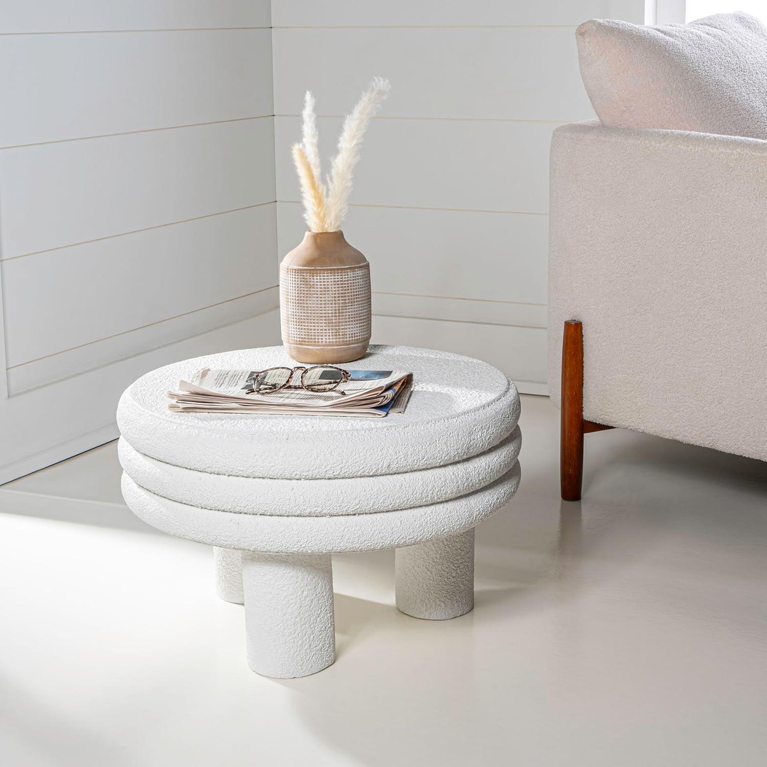 imageJONATHAN Y TBL1106A Rashida 1775quot Contemporary Minimalist Curvy High IndoorOutdoor Accent Table Contemporary Modern MidCentury Art Deco Patio Garden Bathroom Living Room Gray FrostedWhite Frosted