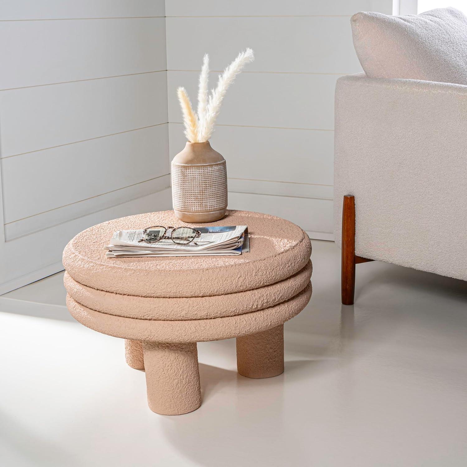 imageJONATHAN Y TBL1106A Rashida 1775quot Contemporary Minimalist Curvy High IndoorOutdoor Accent Table Contemporary Modern MidCentury Art Deco Patio Garden Bathroom Living Room Gray FrostedPink Frosted