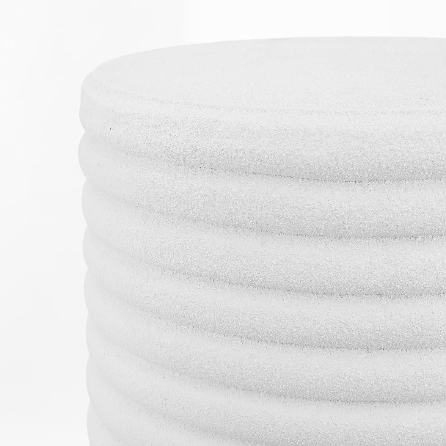 imageJONATHAN Y TBL1107B Evans 18quot Minimalist Modern 3Legged Drum IndoorOutdoor Accent Table Contemporary MidCentury Art DecoBohemian Patio Garden Bathroom Living Room White FrostedWhite Frosted