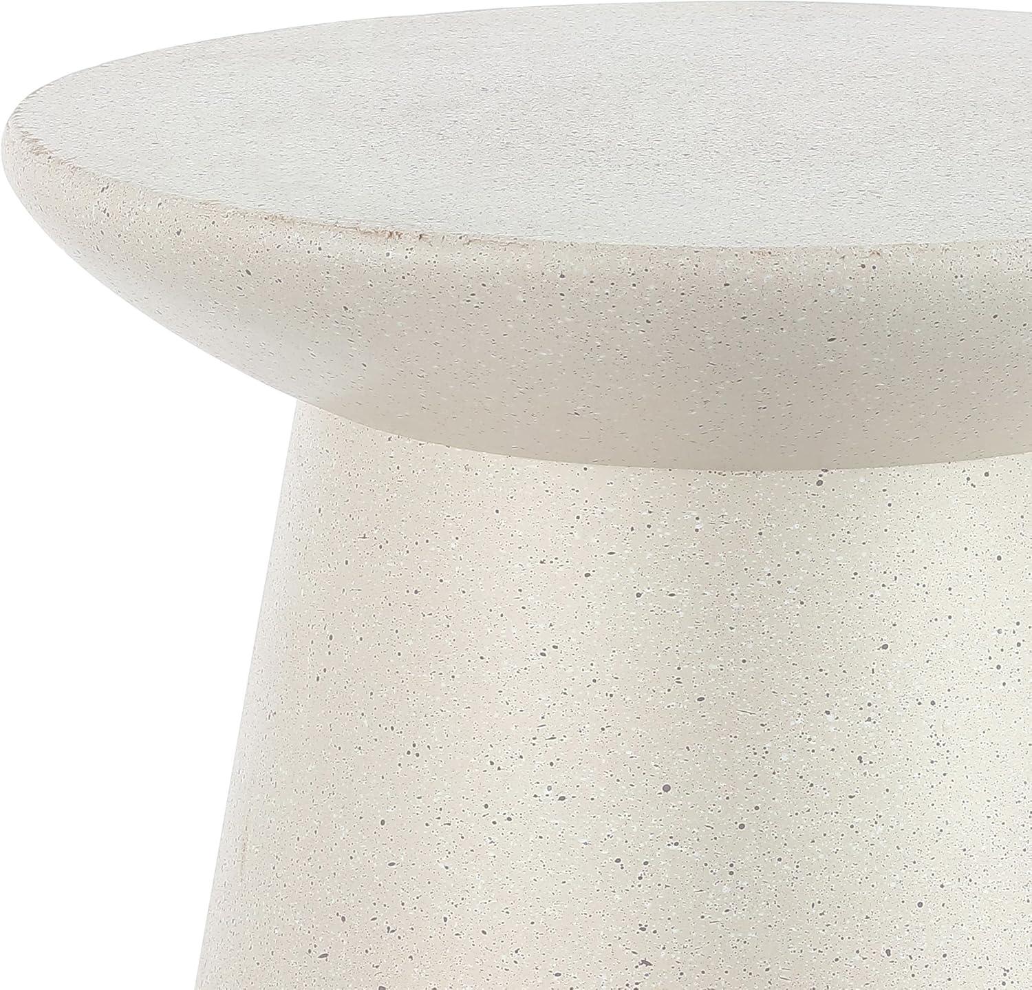 imageJONATHAN Y TBL1108A Hollie 18quot Minimalist Modern Drum IndoorOutdoor Accent Table Pedestal Contemporary MidCentury Art Deco Bohemian Patio Garden Room Bathroom Living Room White FrostedCream Terrazzo Finish