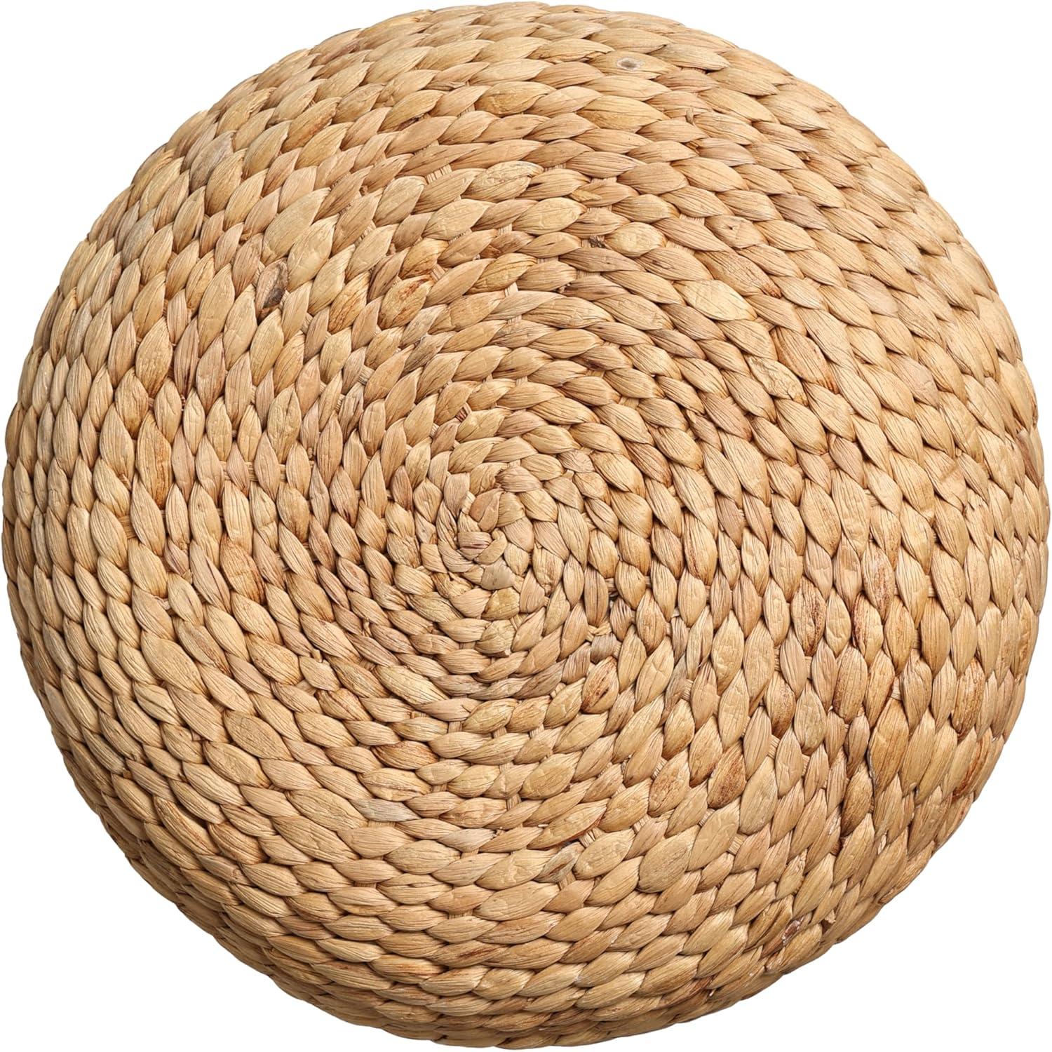 imageJONATHAN Y TBL2501A Aimee 157quot Modern Minimalist Alternating HandWoven Hyacinth Stool for Living Room Bedroom Entryway Foyer NaturalBlackBlackNatural Two Tone