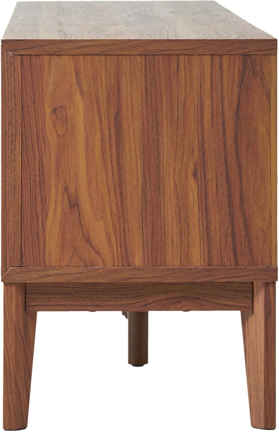 imageJONATHAN Y TVS1000B Gennaro 58 in Farmhouse 3Storage Sliding Door TV Stand Fits TVs up to 65 in with Cable Management Walnut Entertainment Center with Storage for Living Room BedroomWalnut